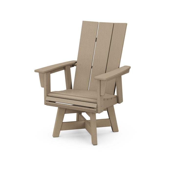 POLYWOOD Modern Curveback Adirondack Swivel Dining Chair - Weather-Resistant Outdoor Patio Furniture for Poolside, Garden & Deck Relaxation
