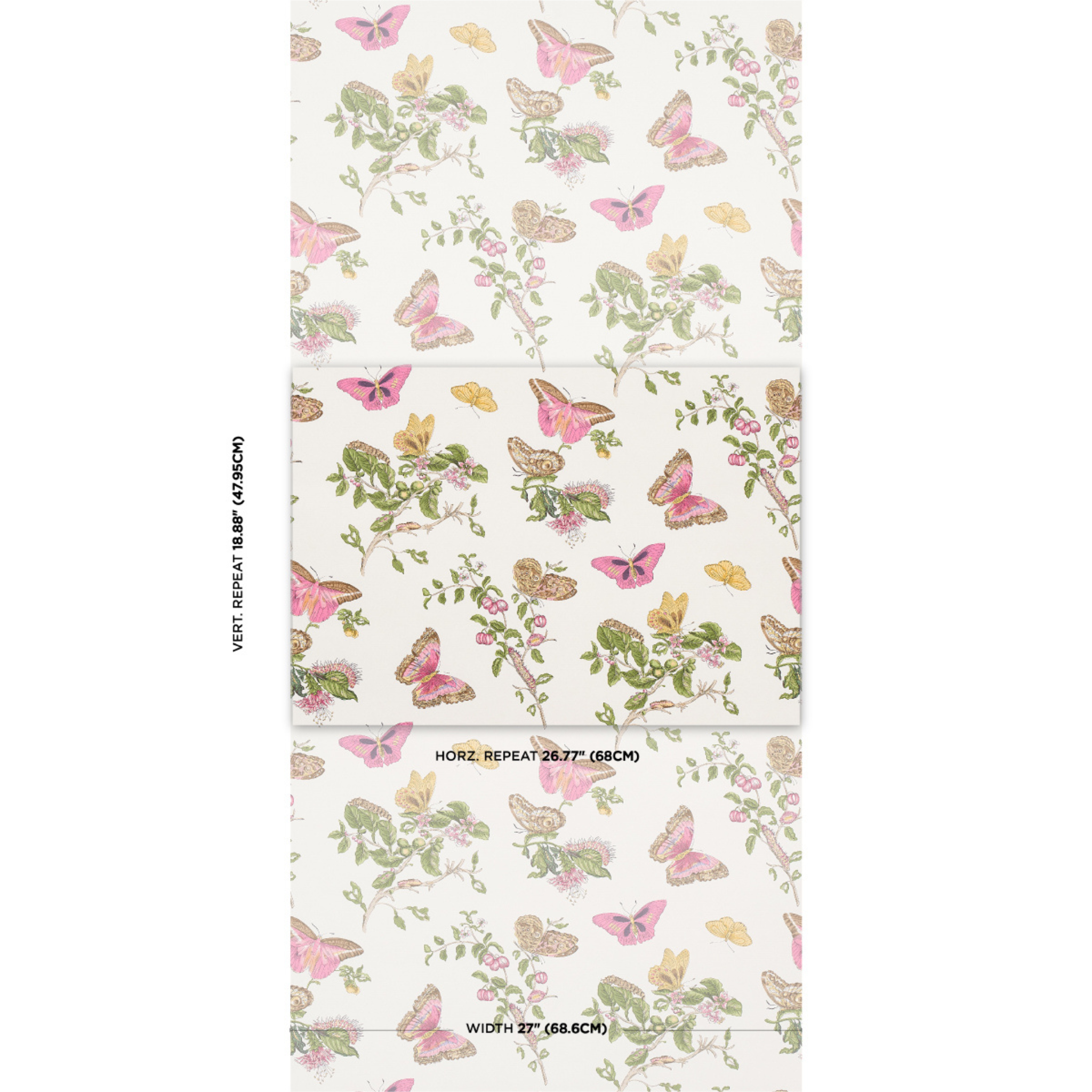 Baudin Butterfly Wallpaper in Blush Pink - Floral Peel and Stick Removable Wallpaper for Bedroom, Nursery, Living Room Decor