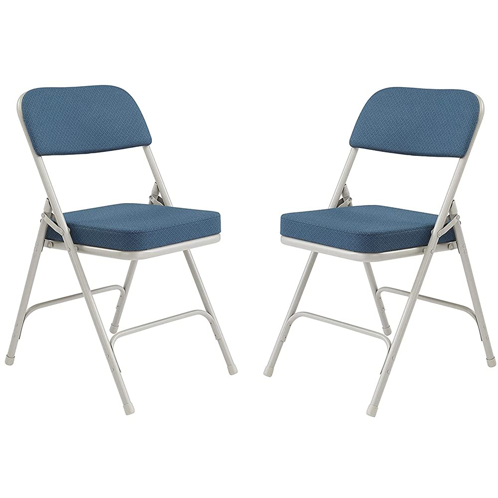 National Public Seating 3215 3200 Series 2 Inch Vinyl Upholstered Folding Chairs - Set of 4, Royal Blue - Perfect for Events, Parties, and Banquets