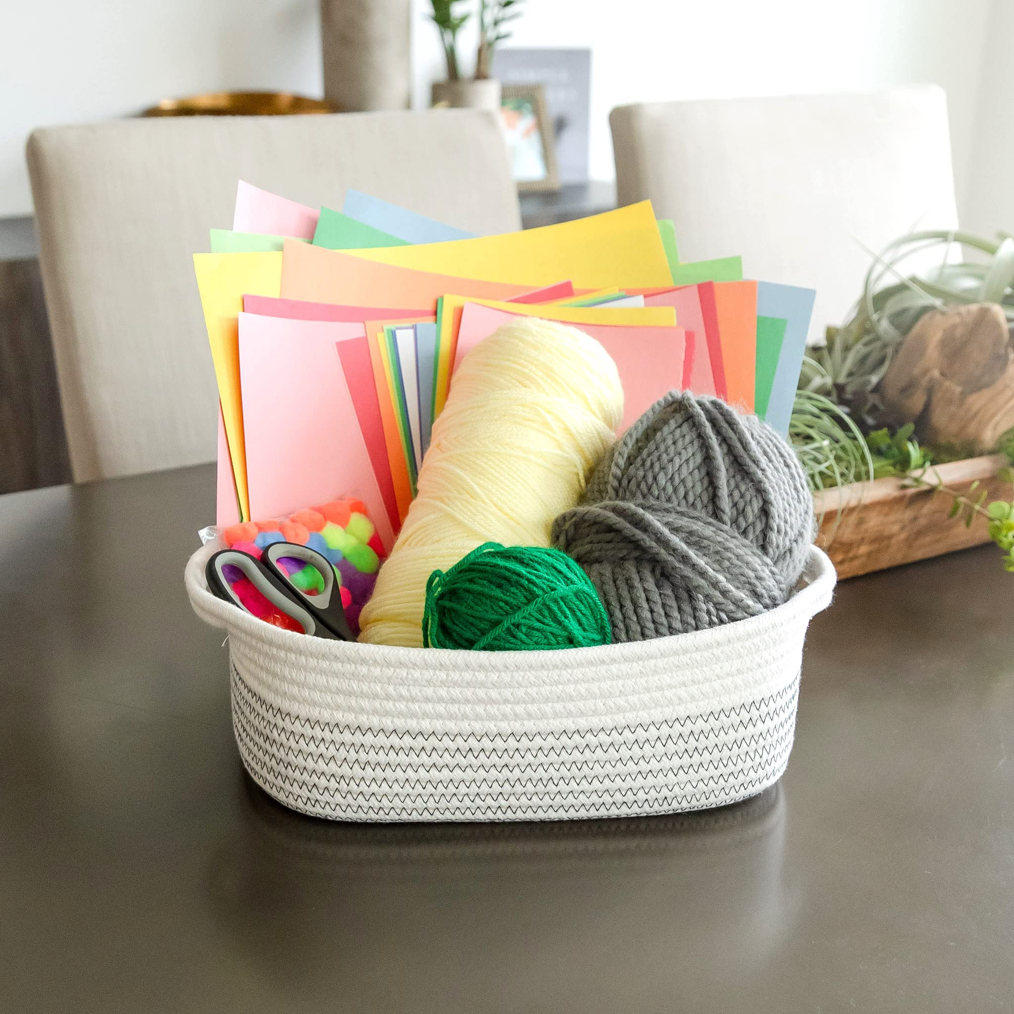 NaturalCozy 5-Piece Rectangle Storage Basket Set - Cotton Rope Woven Organizer Bins for Home, Nursery & Pet Toys | Perfect for Montessori, Baby Room, Dog & Cat Toy Storage, Bathroom Organization & Clutter Control