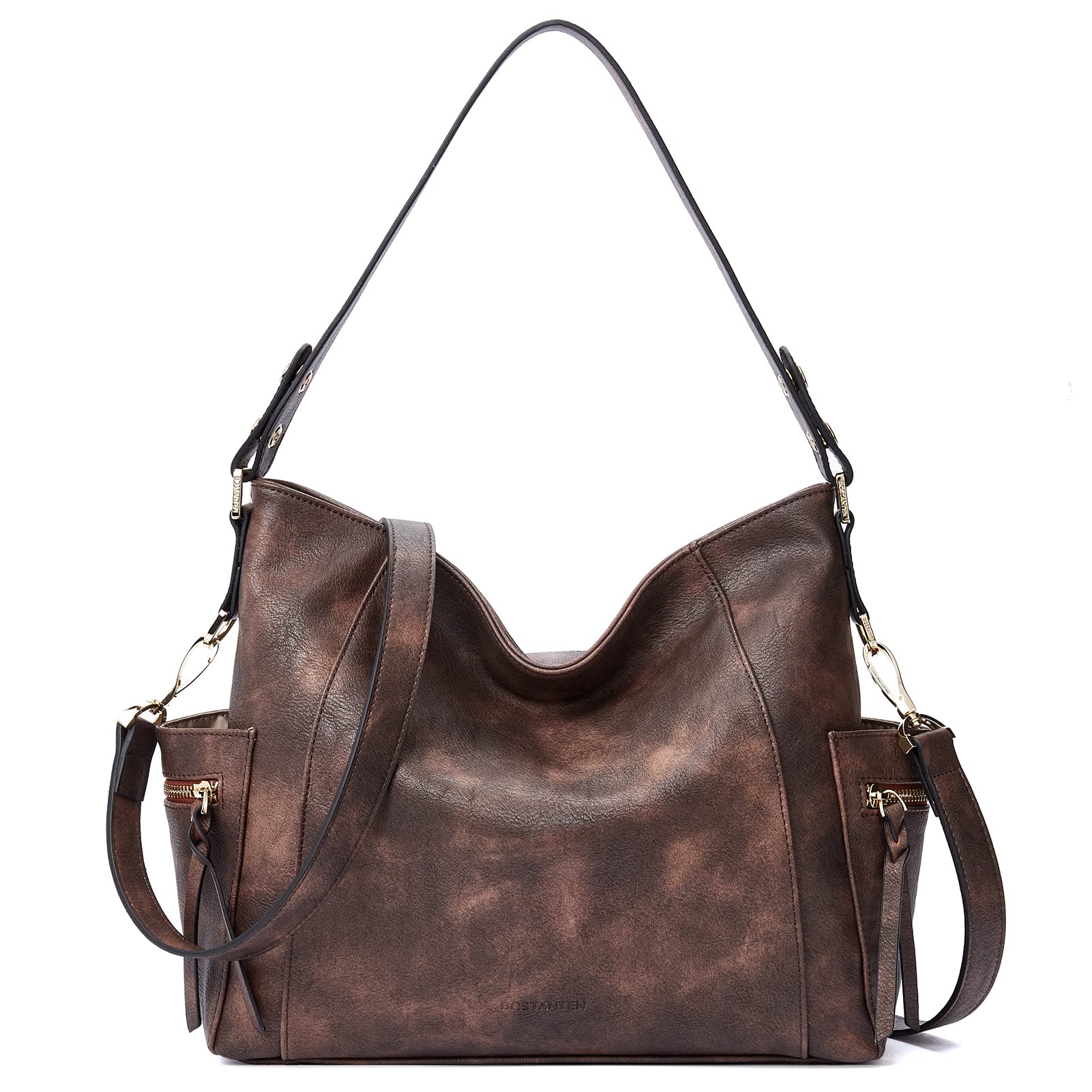 BOSTANTEN Genuine Leather Hobo Handbag for Women - Stylish Designer Shoulder Tote & Crossbody Purse with Large Capacity | Perfect for Work, Travel, and Everyday Use