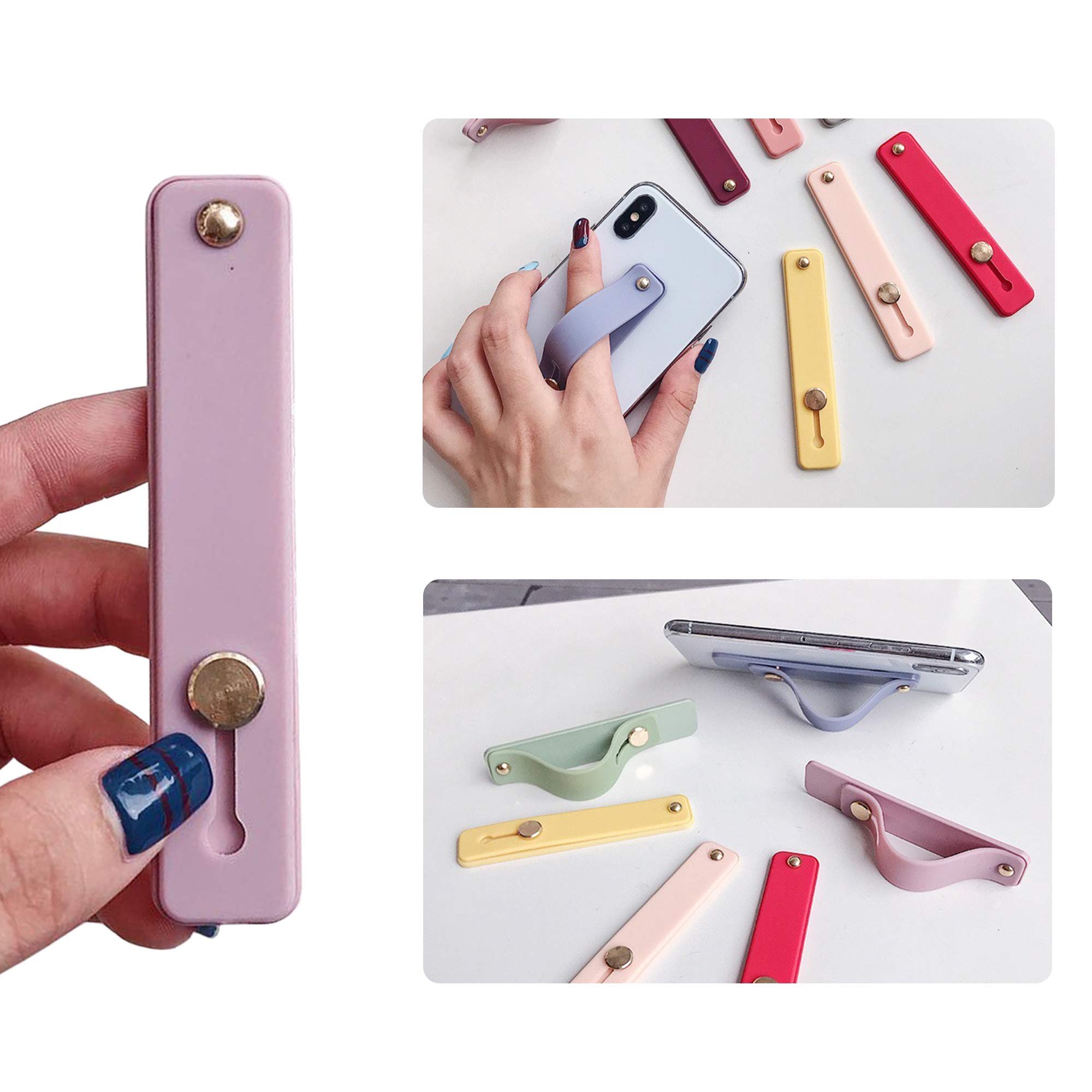 Universal Phone Grip Holder - Portable Telescopic Finger Strap & Kickstand Bracket for All Smartphones | Perfect for Hands-Free Viewing, Selfies & Gaming (Mauve No Heart Design)