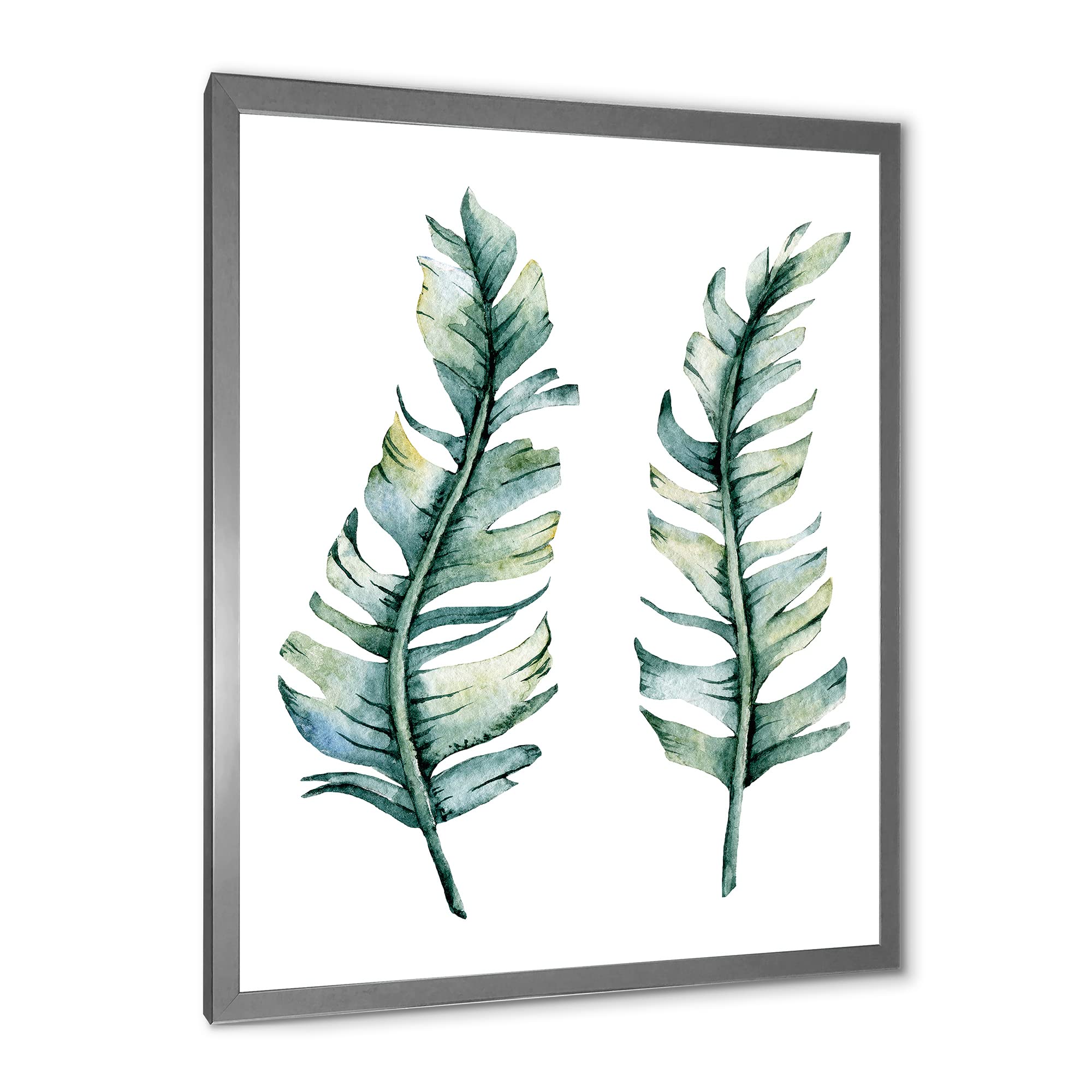 DesignQ Tropical Leaves Farmhouse Wall Art Set of 2 - Botanical Home Decor for Living Room, Bedroom & Office