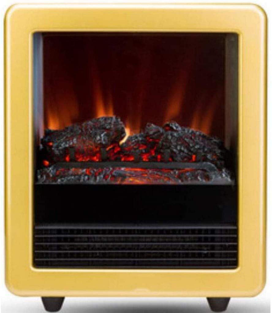 Electric Fireplace Heater with Adjustable Thermostat & Realistic Flame Effect - Freestanding Portable Electric Stove for Home, Office & Bedroom - Modern Yellow Fireplace for Cozy Winter Nights & Relaxing Ambiance