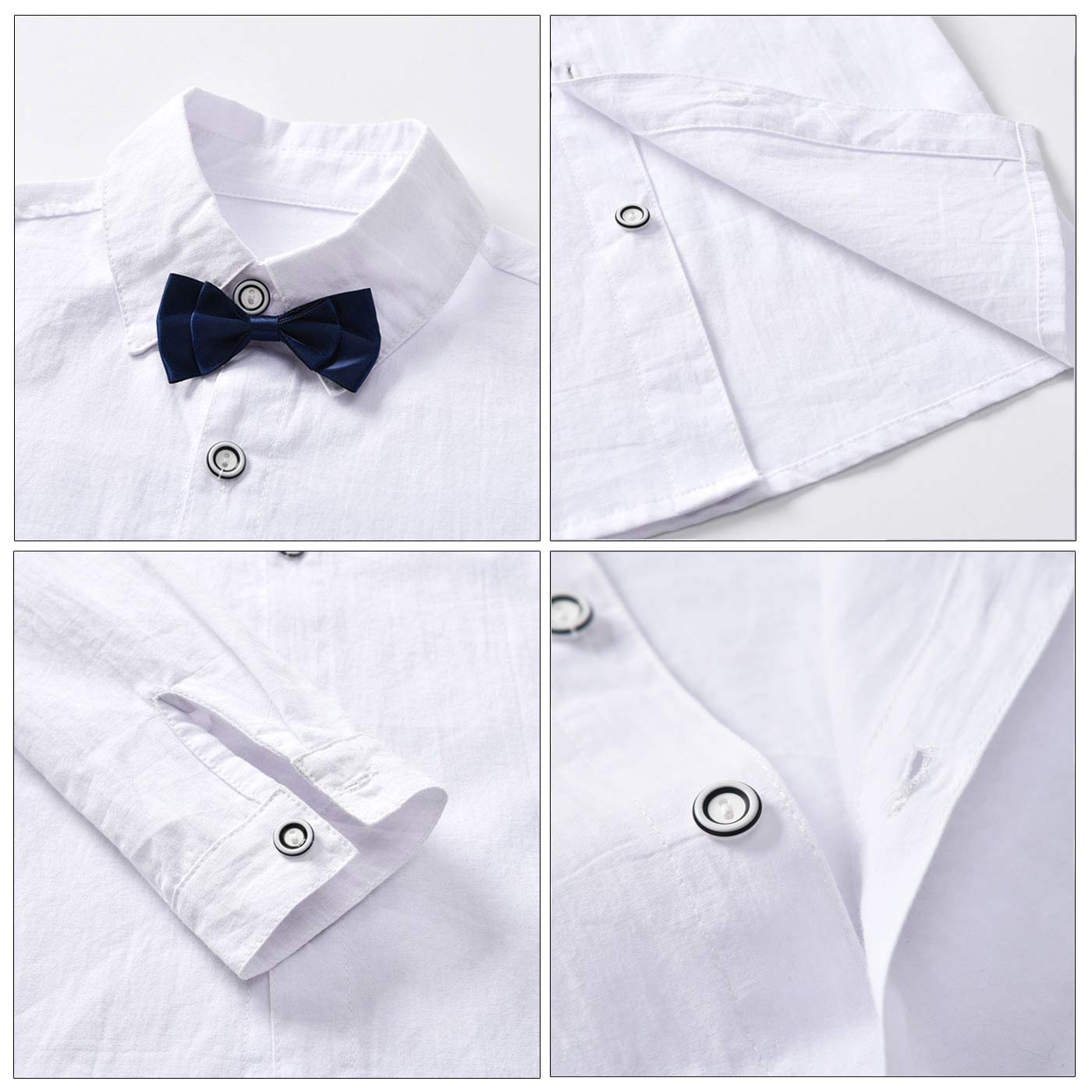 Boys Formal Suit Set - Short Sleeve Dress Shirt with Pants, Shorts, Vest, Suspenders & Tie | Wedding, Party, School Photos & Special Occasions