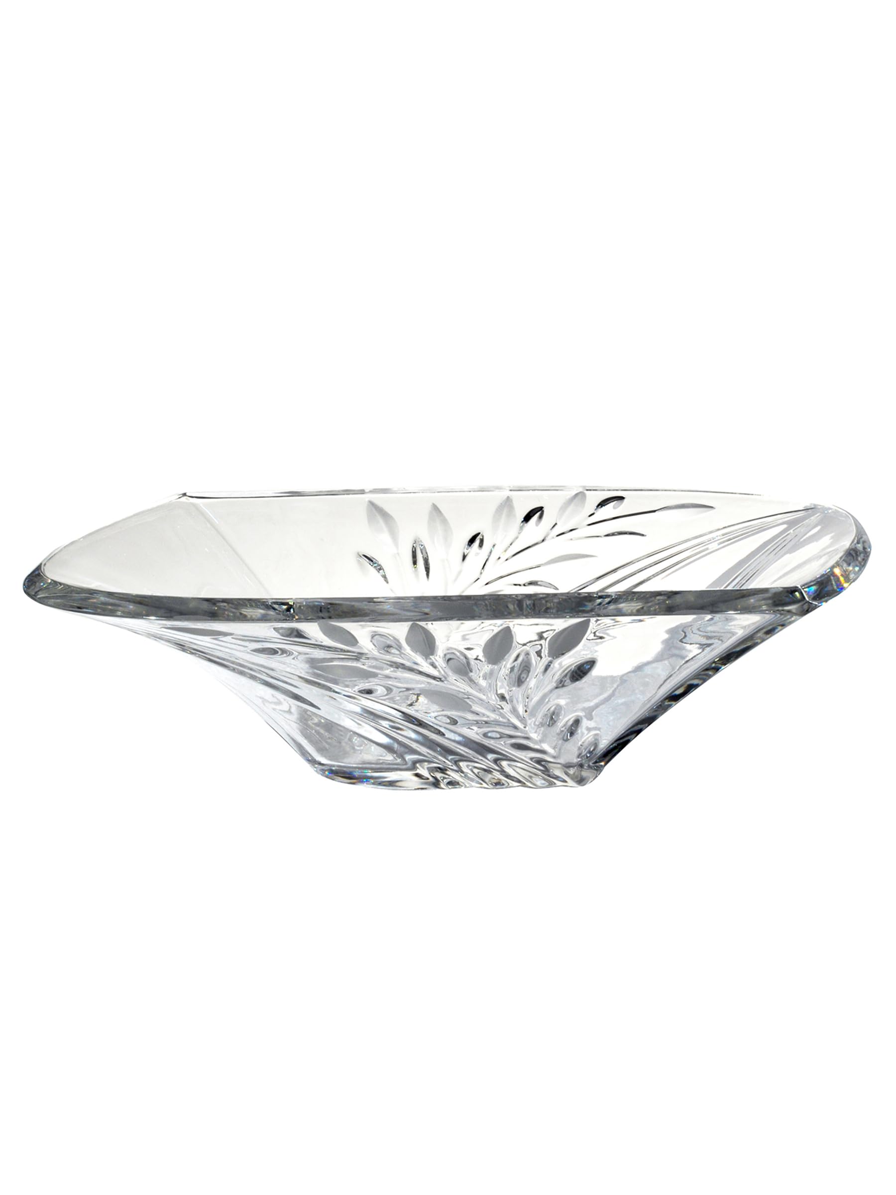 Dale Tiffany Leaf Crystal Bowl - Clear Glass Decorative Bowl for Centerpiece, Candy, Jewelry - Elegant Home Decor & Gift Idea for Weddings, Parties, Dining Table
