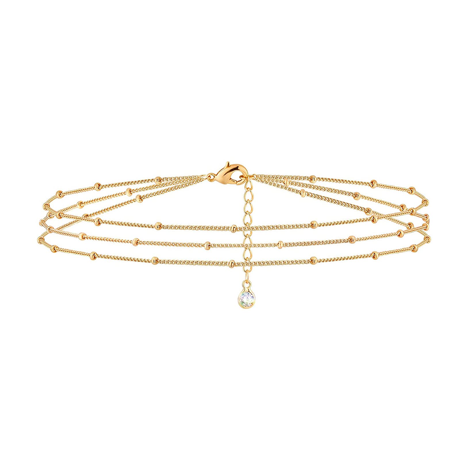 Fashionable Adjustable Beaded Bracelet for Women & Men - Gold Titanium Laminated Steel Layering Bracelet - One Size Fits All - Perfect for Daily Wear, Office, Parties & Gifts (Multicolor)
