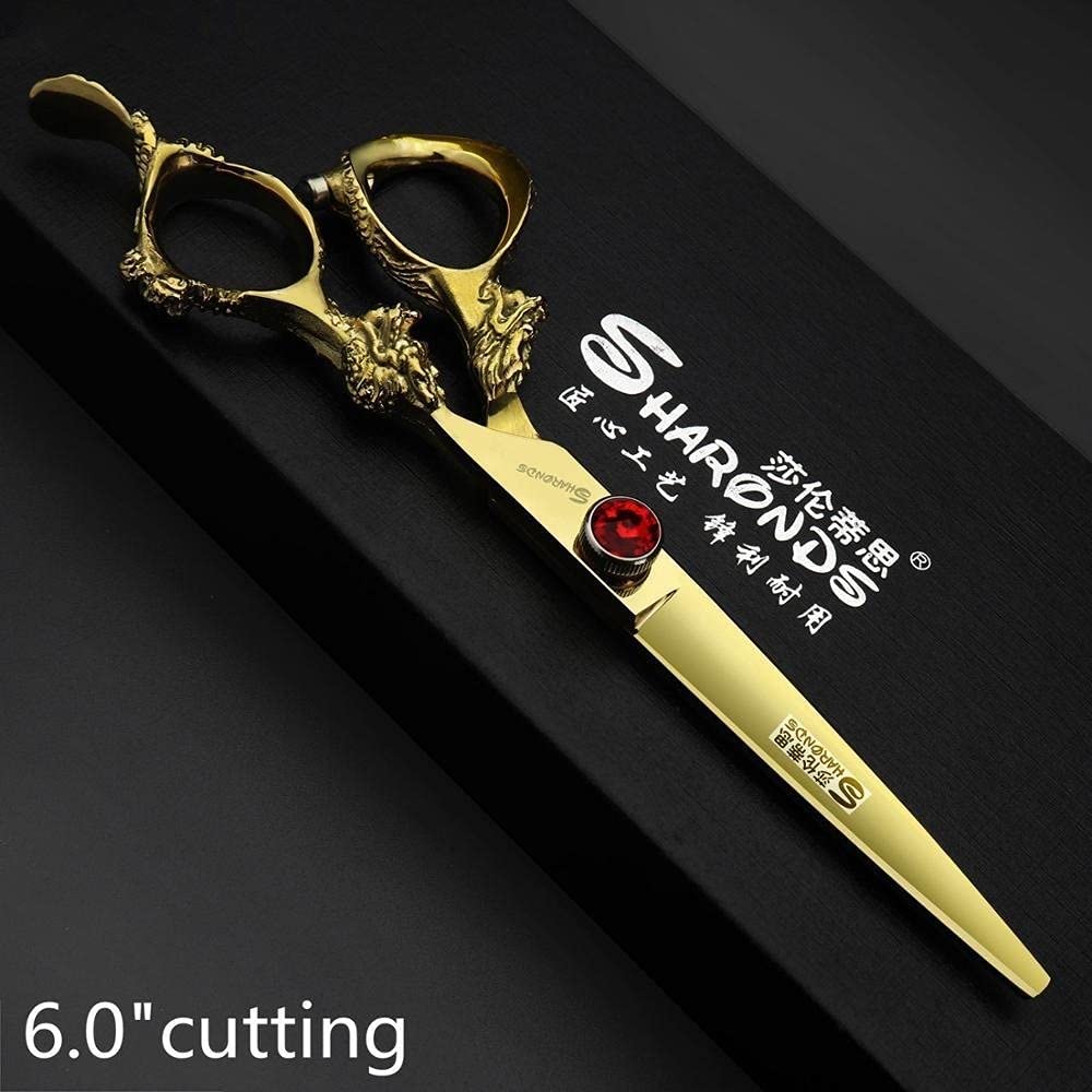 Professional Hair Cutting Scissors Set - 5.5/6/7 Inch Japan 440C Stainless Steel Barber Shears - Golden Hairdressing Scissors for Stylists & Salon Use - Perfect for Precision Haircuts, Trimming & Styling