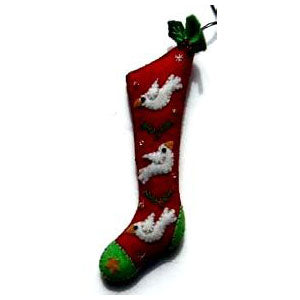 5.5 Inch Christmas Red Stocking with 3 White Pigeons - Festive Holiday Decor for Fireplace Mantel, Tree, and Home Decorations