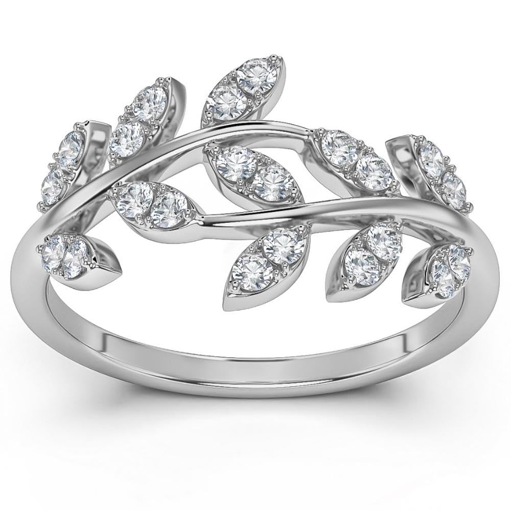 1/3Ct Diamond Wedding Stackable Ring - Vine Petal Leaf Design in White, Yellow or Rose Gold - Perfect for Bridal Jewelry, Anniversary Gifts & Special Occasions