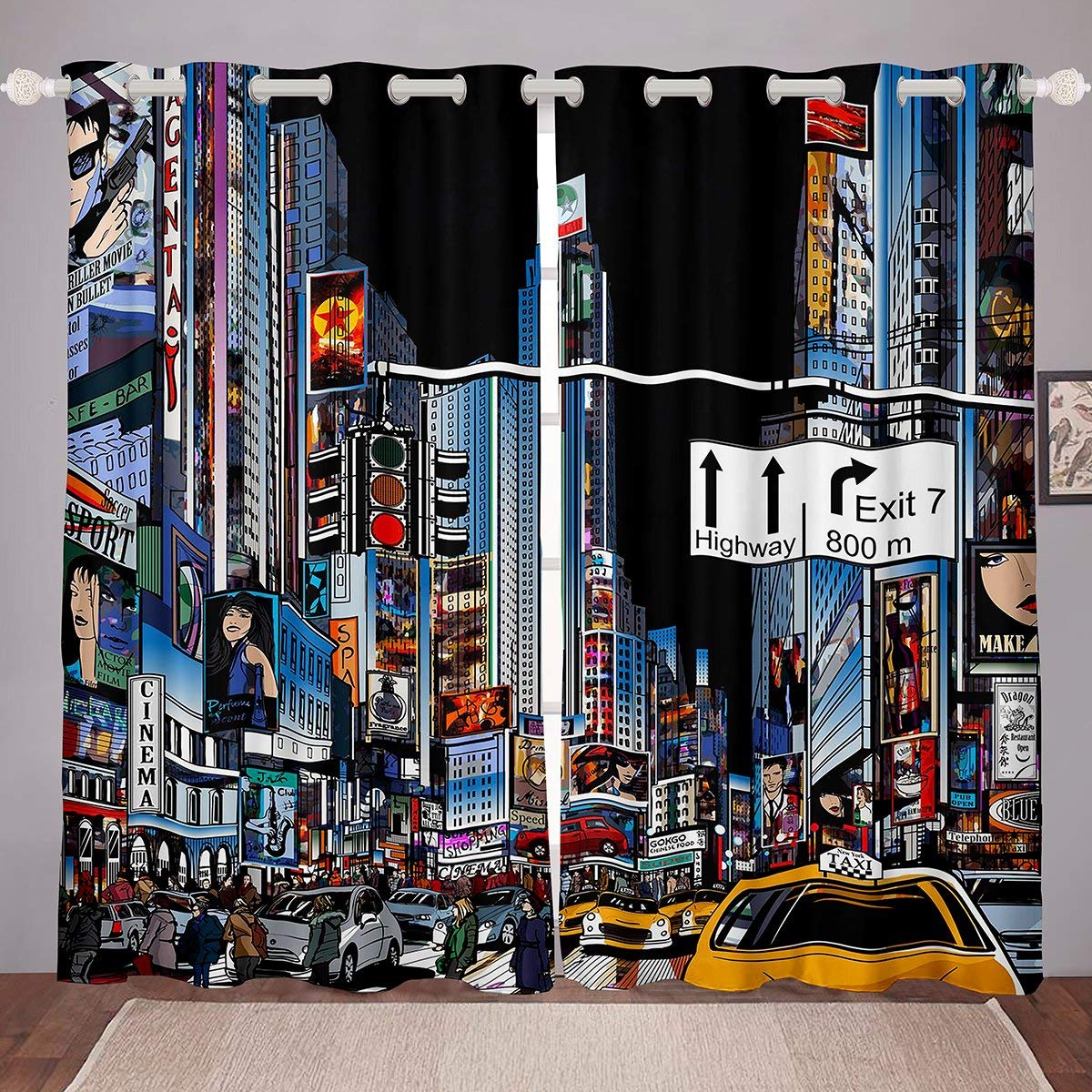 Erosebridal NYC Skyline Blackout Curtains - Modern Cityscape Drapes for Home & Dorm Decor