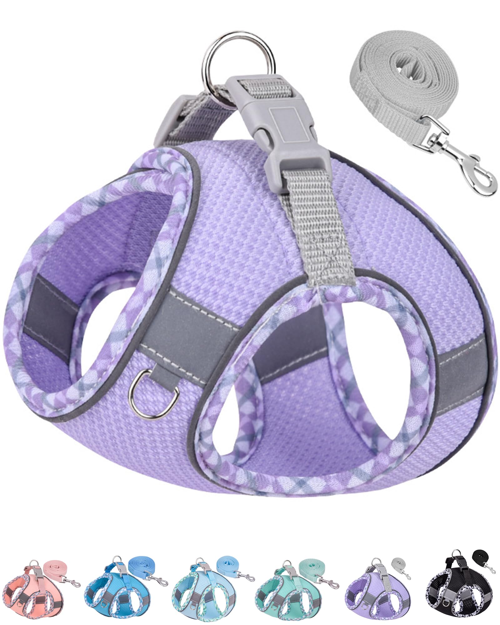 Petank No-Pull Dog Harness & Leash Set for Small & Medium Dogs - Adjustable Puppy Harness for Walking, Running, Training - Comfortable Easy Walk Vest Harness for Small Breeds (Purple, Size S) | Perfect for Daily Walks, Jogging, and Obedience Training