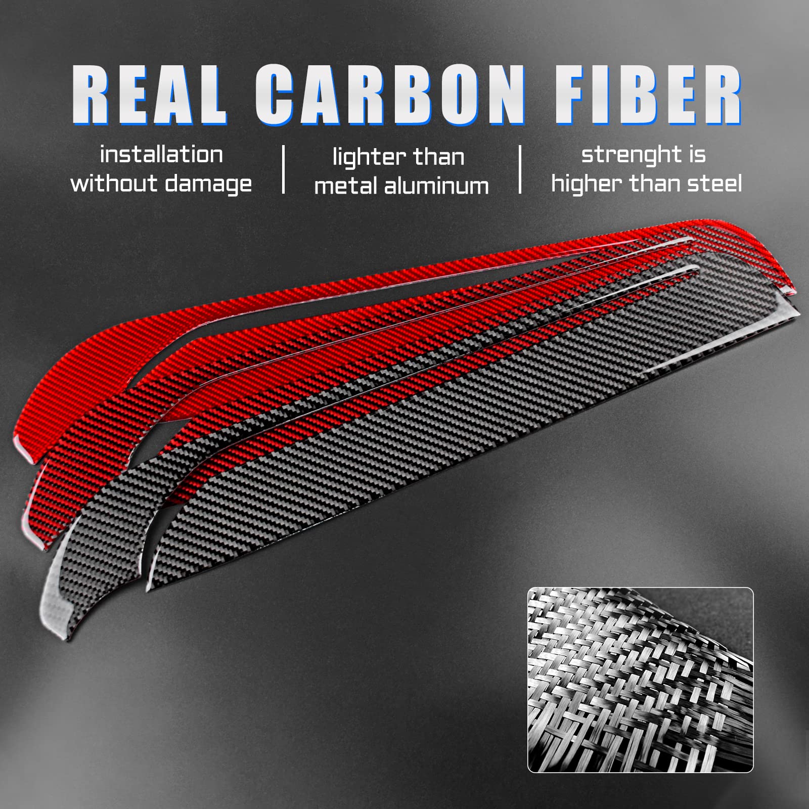 Carbon Fiber Dashboard Strip Cover for Dodge Durango 2011-2020 | Black & Red Interior Trim Sticker | Car Accessories for Enhanced Style & Protection | Perfect for Customizing Your SUV's Interior
