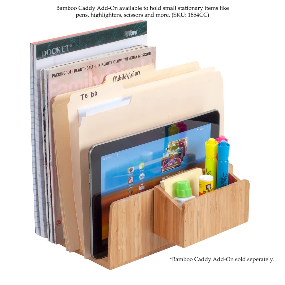 Bamboo Caddy for File Organizer - Pen & Key Holder for Office Desk