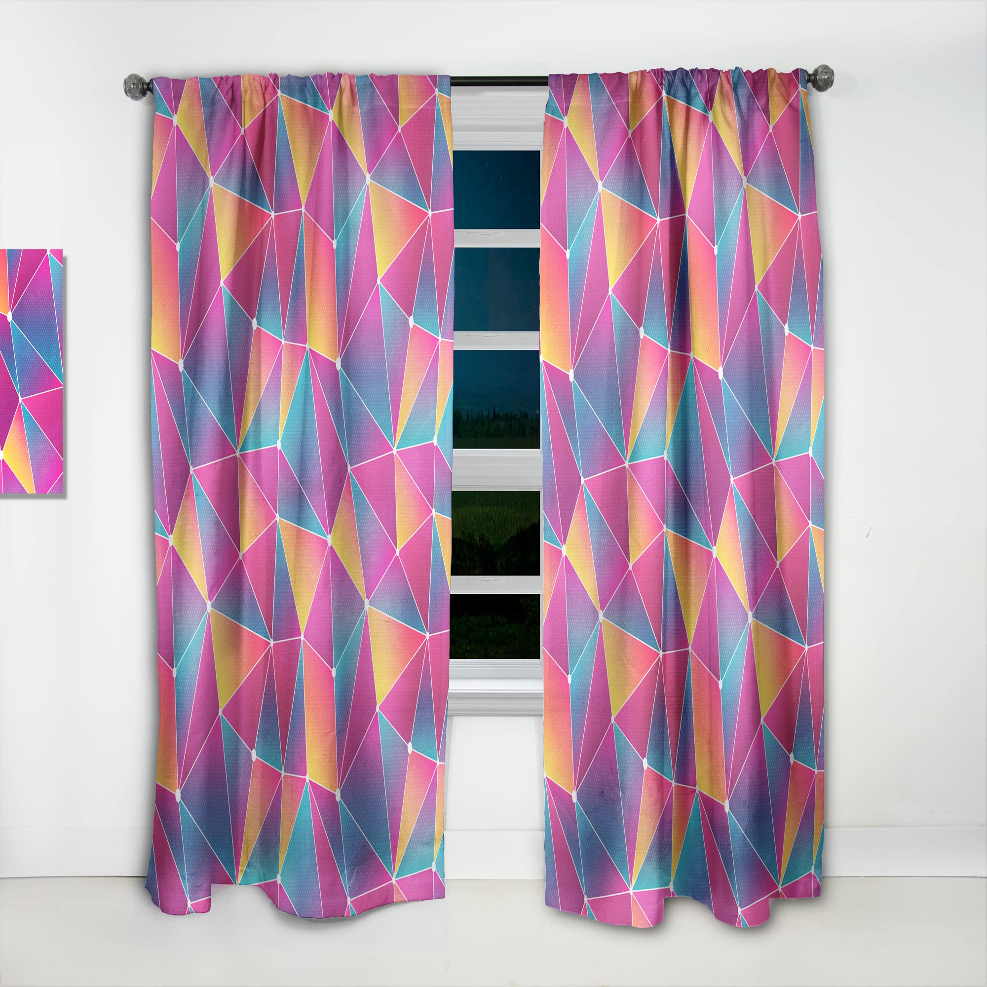 DesignQ Thermal Insulated Blackout Curtains - Modern Bright Triangle Grunge Pattern - 52x90 Inch Single Panel for Bedroom & Living Room - Perfect for Home Decor, Privacy & Light Control