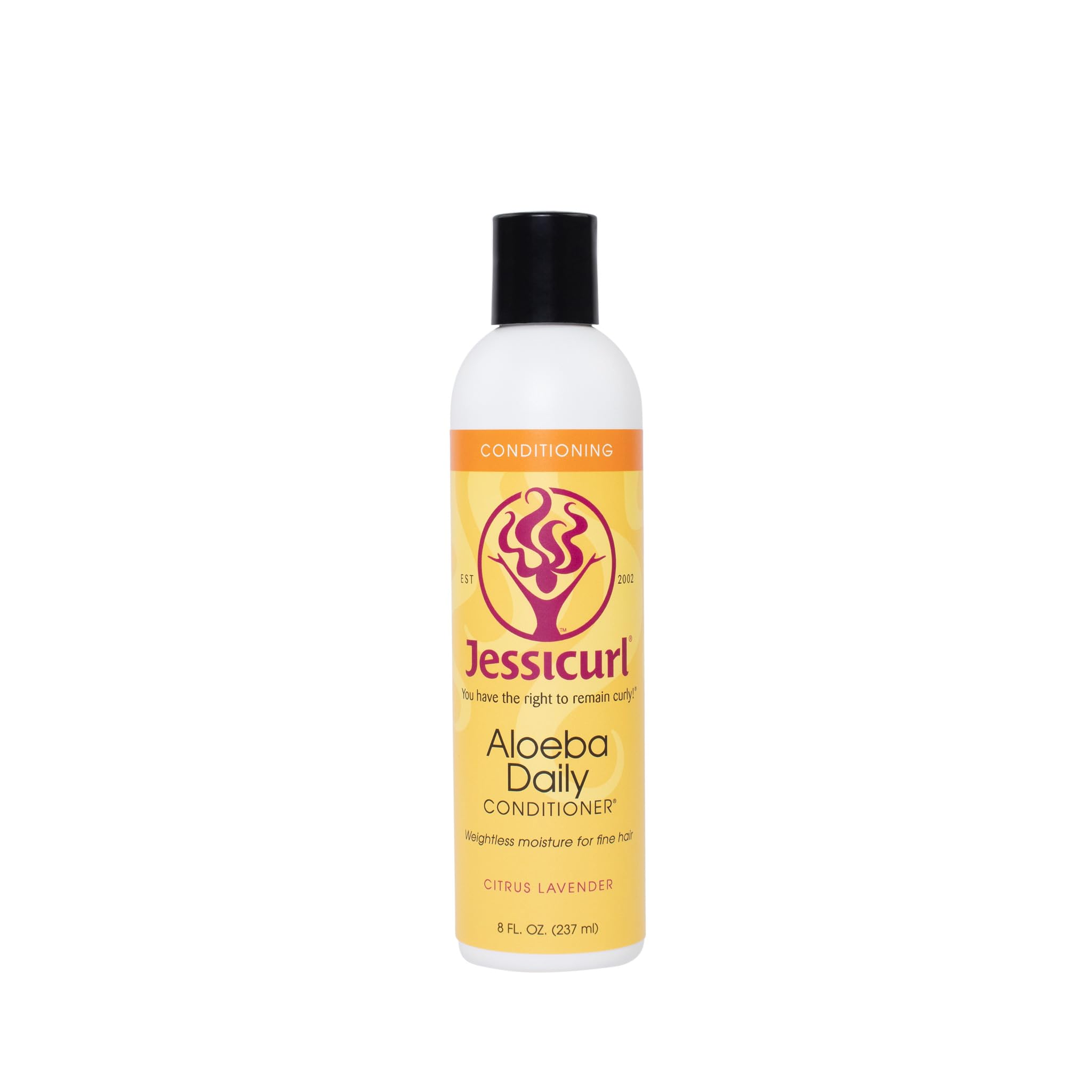 Jessicurl Aloeba Daily Conditioner for Curly Hair - Citrus Lavender Scent, 8 Fl Oz | Leave-In Conditioner & Detangler for Fine, Wavy & Coily Hair | Hydrating & Frizz Control for Daily Hair Care Routine