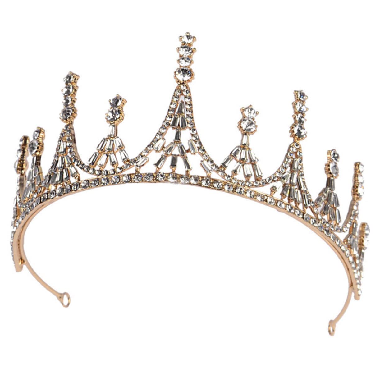Elegant Gold Rhinestone Bridal Tiara Crown for Women - Wedding Hair Ornament & Decorative Headdress - Perfect for Bridal Props, Brides, and Miss Alloy - Ideal for Weddings, Proms, and Special Occasions