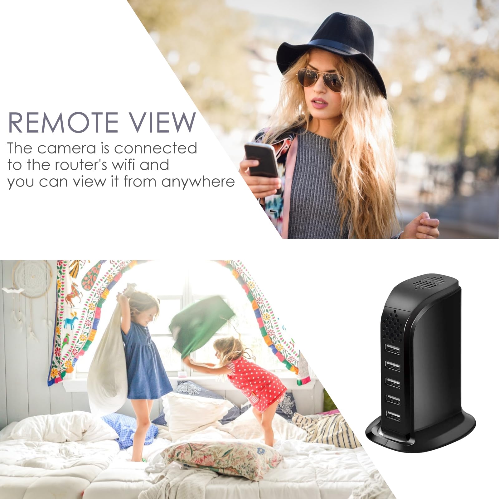 4U Spy Hidden Camera - 5-Port USB Charger Hub with 1080P WiFi Security Camera, Motion Detection, iOS/Android Support | Covert Nanny Cam for Home, Office & Travel Surveillance