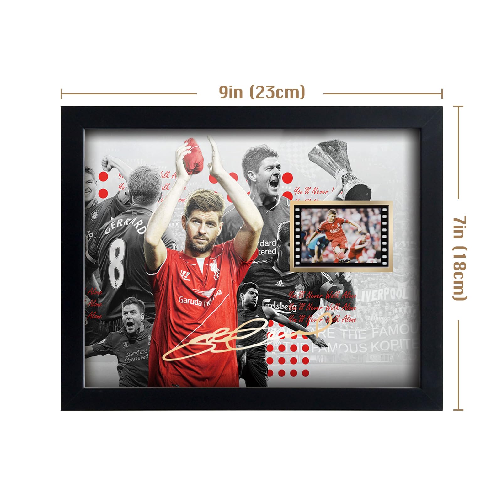 ORIMAMI Signed Steven Gerrard Soccer Poster - Framed 8x6 Inch Photo with 35mm Film Display - Perfect Gift for Liverpool FC Fans - Ideal for Man Cave, Sports Room Decor & Soccer Memorabilia Collection