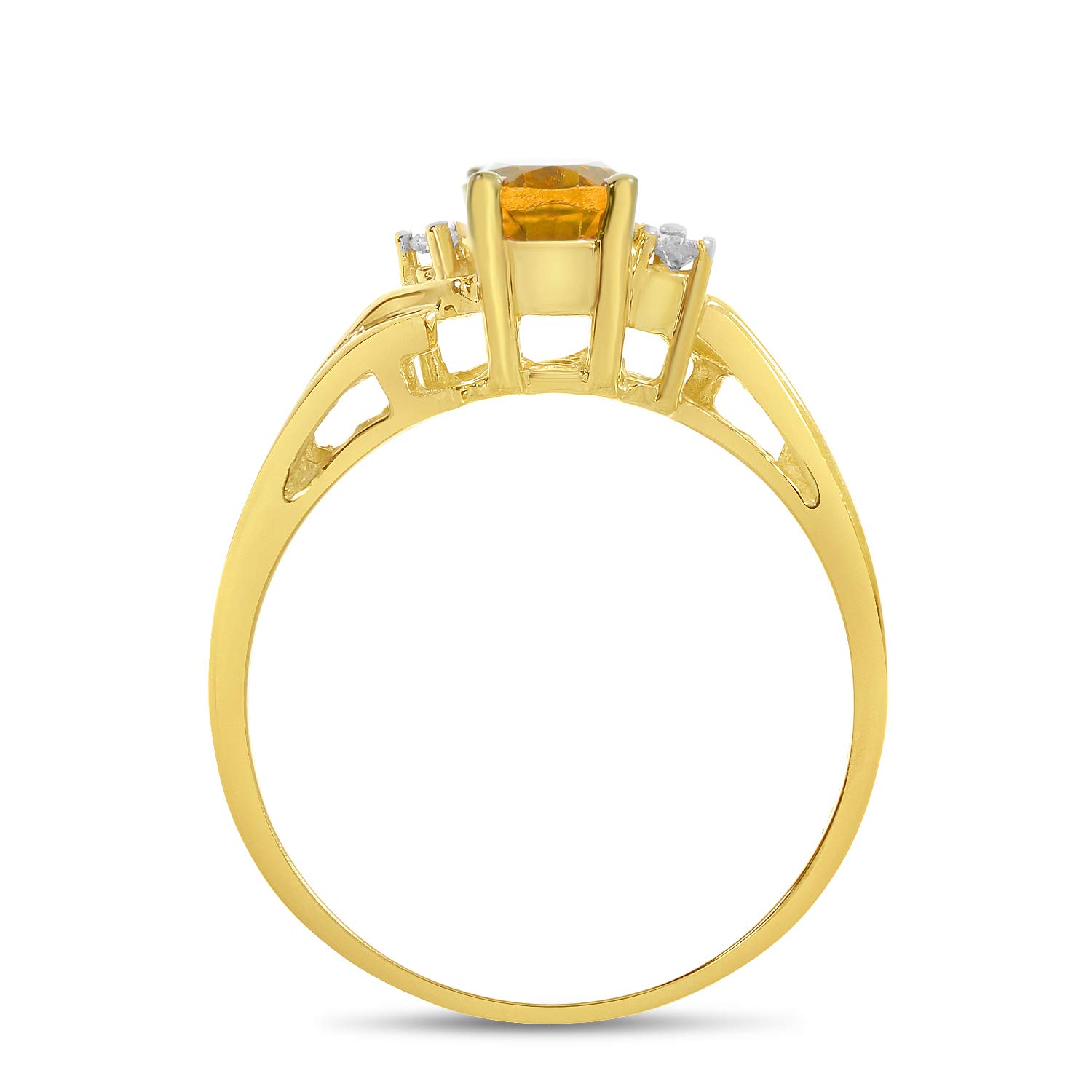 14K Yellow Gold Oval Citrine and Diamond Ring for Women - Elegant Birthstone Jewelry for Engagement, Anniversary & Special Occasions