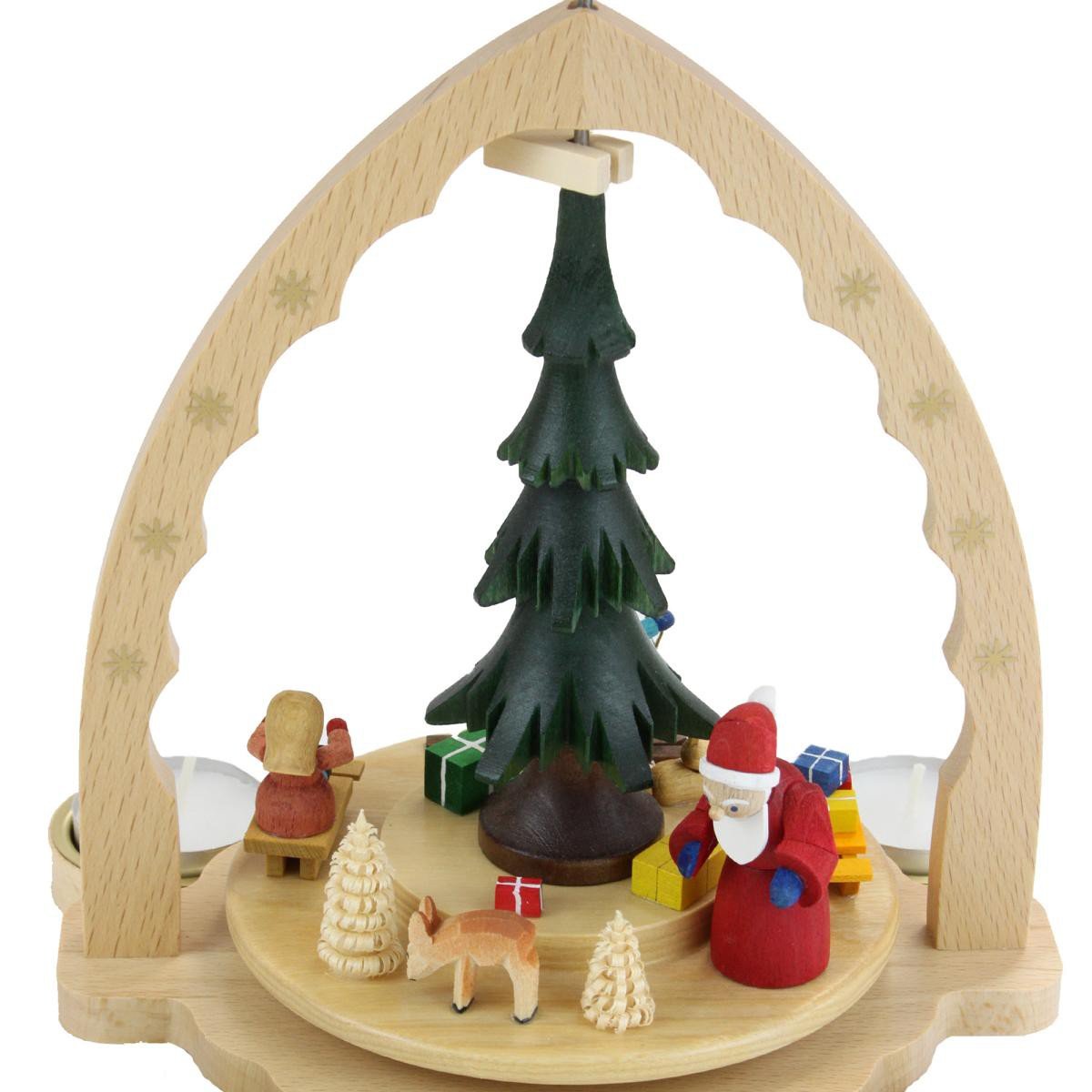 1-Tier Pyramid Christmas Tree Candle Holder for Tea Lights - 27cm/10.7in Forest Green - Perfect for Holiday Table Decor & Winter Centerpieces