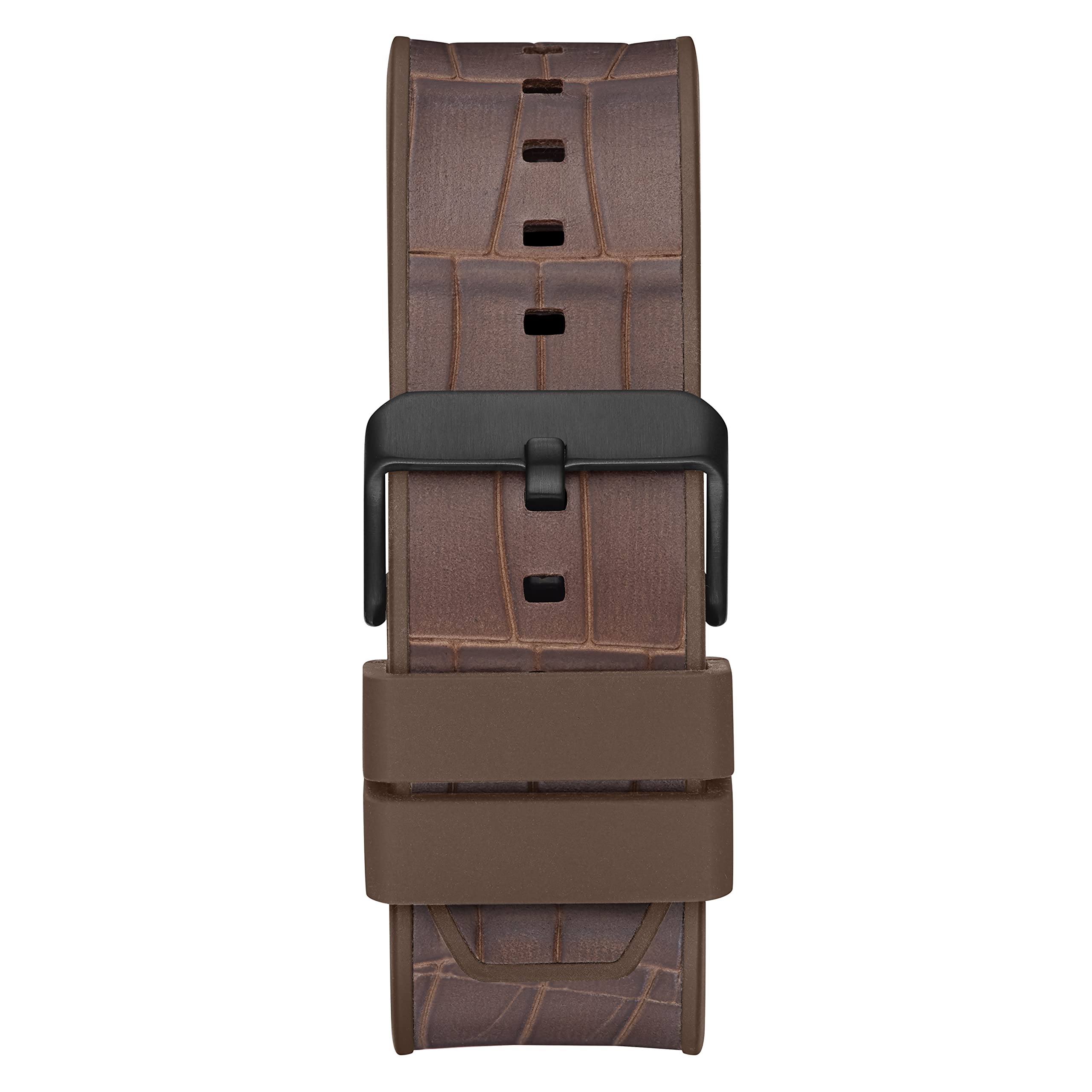 GUESS Brown Leather Strap Watch for Men - Adjustable Flex Band, Water Resistant, Casual & Dress Style - Perfect for Office, Date Night & Everyday Wear