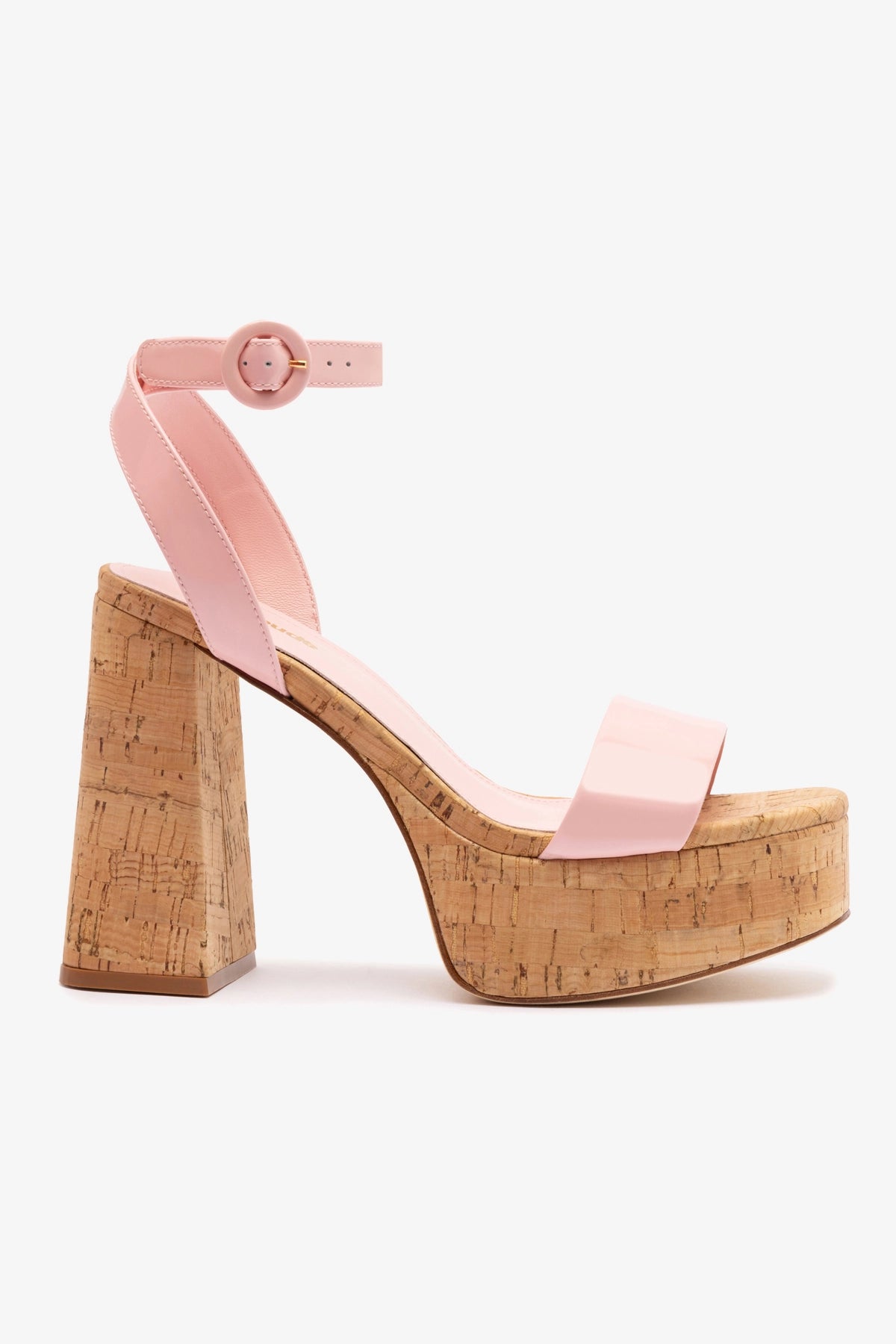 Stylish Dolly Sandal in Tulip Patent Leather with Natural Cork Wedge - Perfect for Summer Outfits, Beach Vacations & Casual Wear
