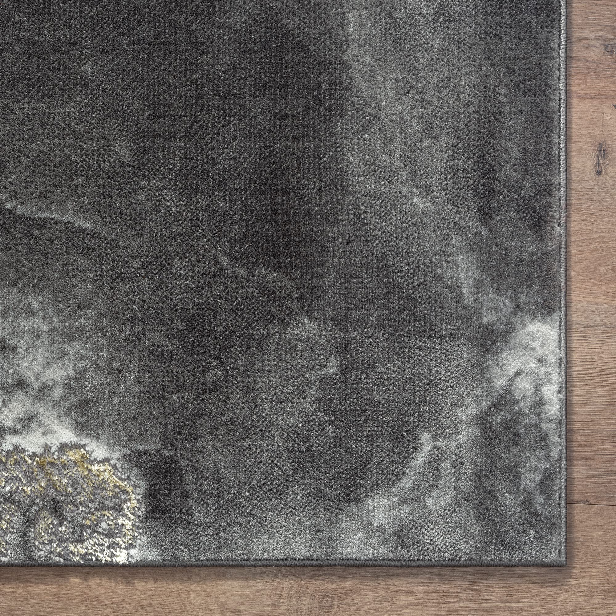 Abani Modern Black & Gold Marble Print Area Rug 8x10 Non-Shedding Contemporary Rug for Dining Room - Perfect for Living Room, Bedroom & Office Decor