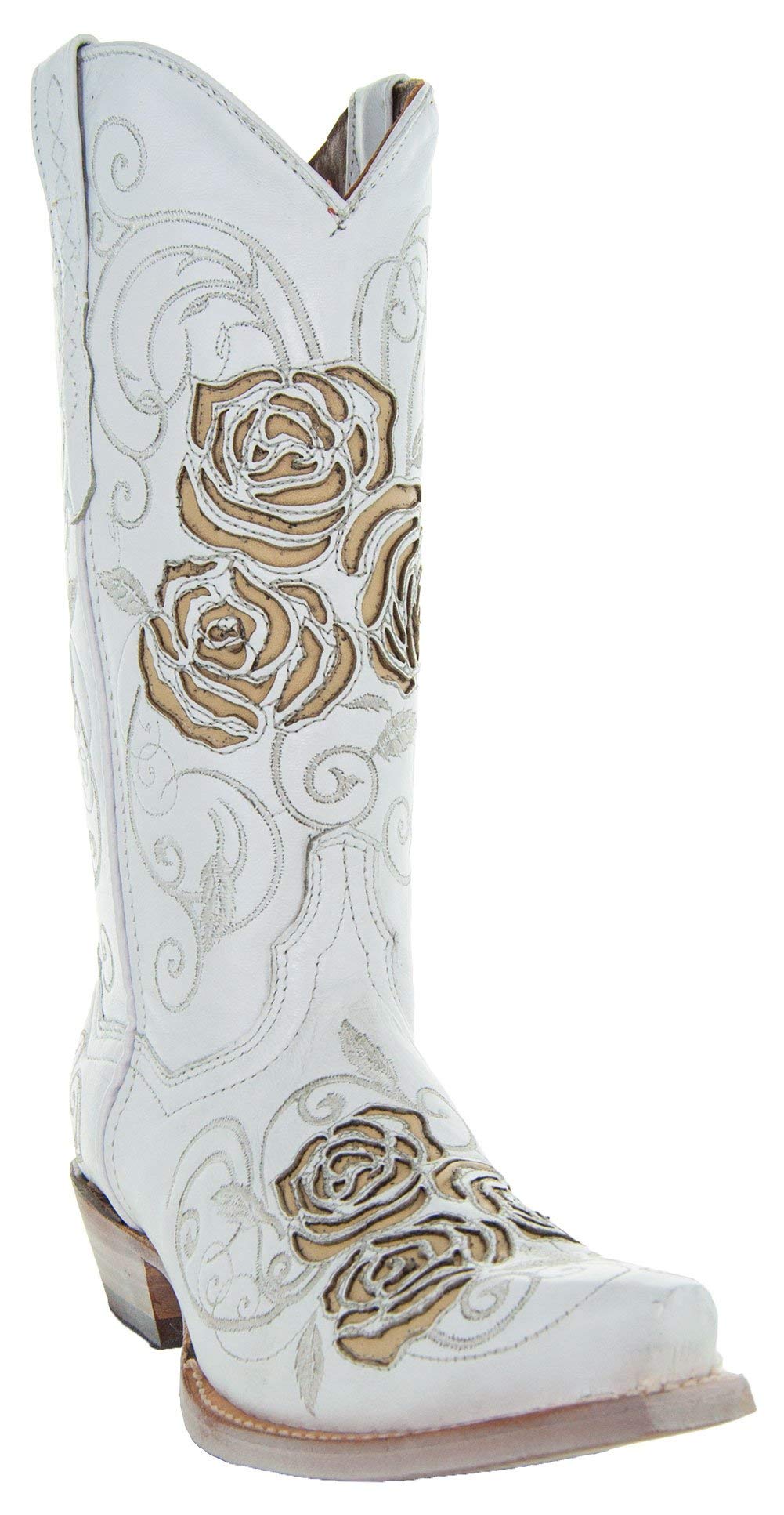 Soto Boots Turquoise Rose Country Cowgirl Boots M50032 - Western Style Women's Cowgirl Boots for Country Dancing, Rodeo & Fashion Outfits