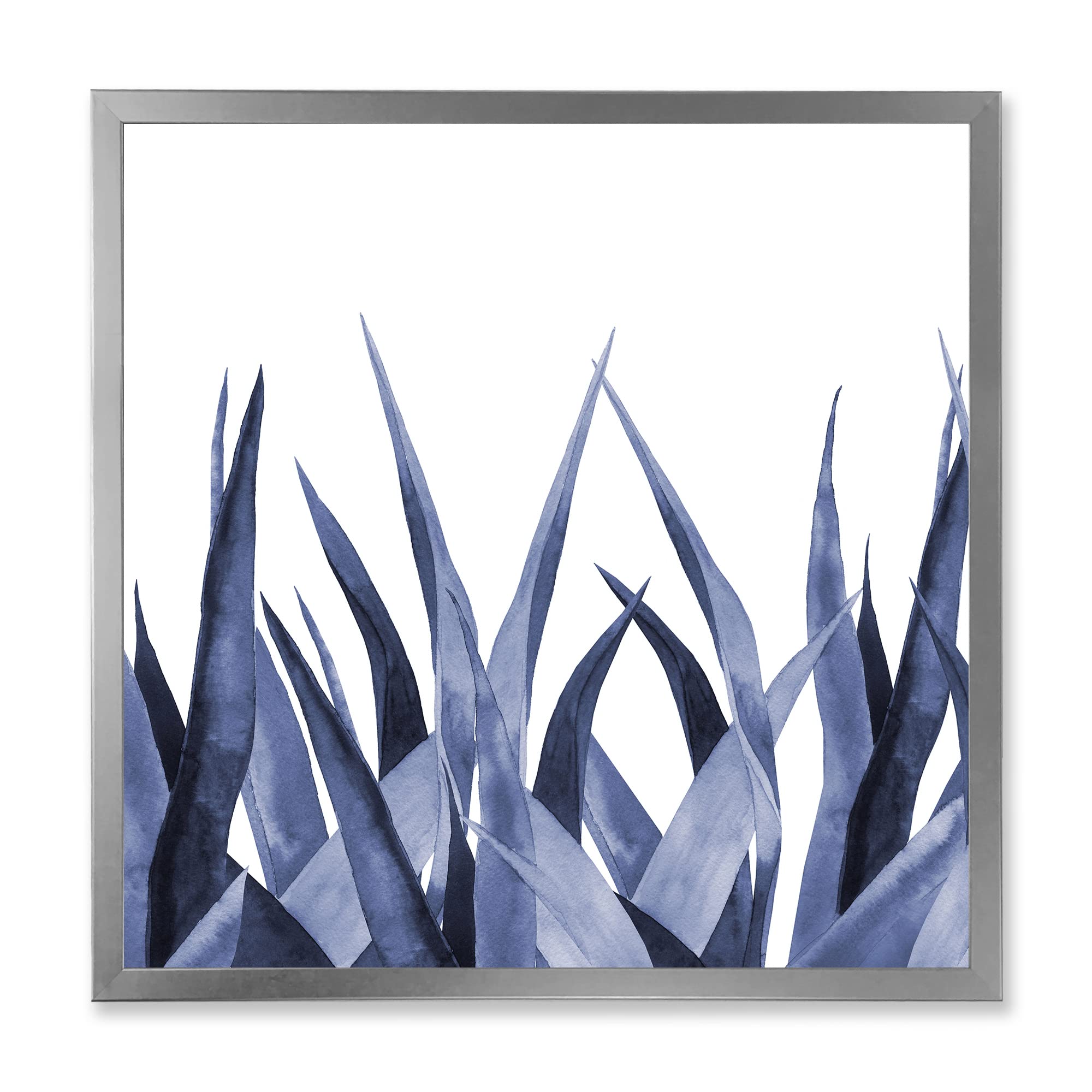 Handmade Navy Blue Agave Leaves Framed Wall Art - Mexican Traditional Home Decor for Living Room, Bedroom & Office