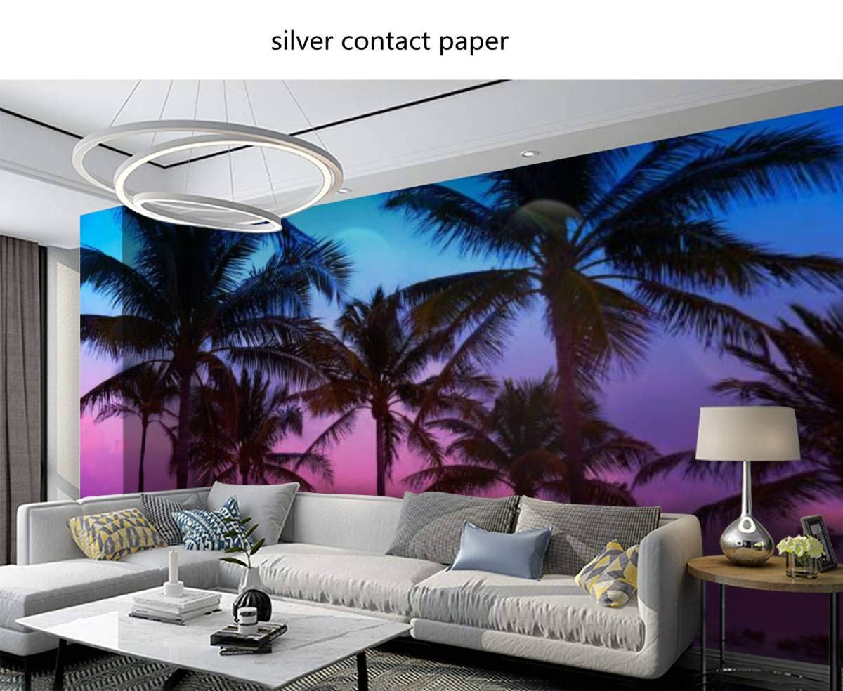 Self-Adhesive Removable Miami Beach Sunset Wallpaper Mural - Florida Palm Trees Scenic View Peel & Stick Wall Decal for Living Room, Bedroom & Office Decor | Easy DIY Home Craft Sticker Poster