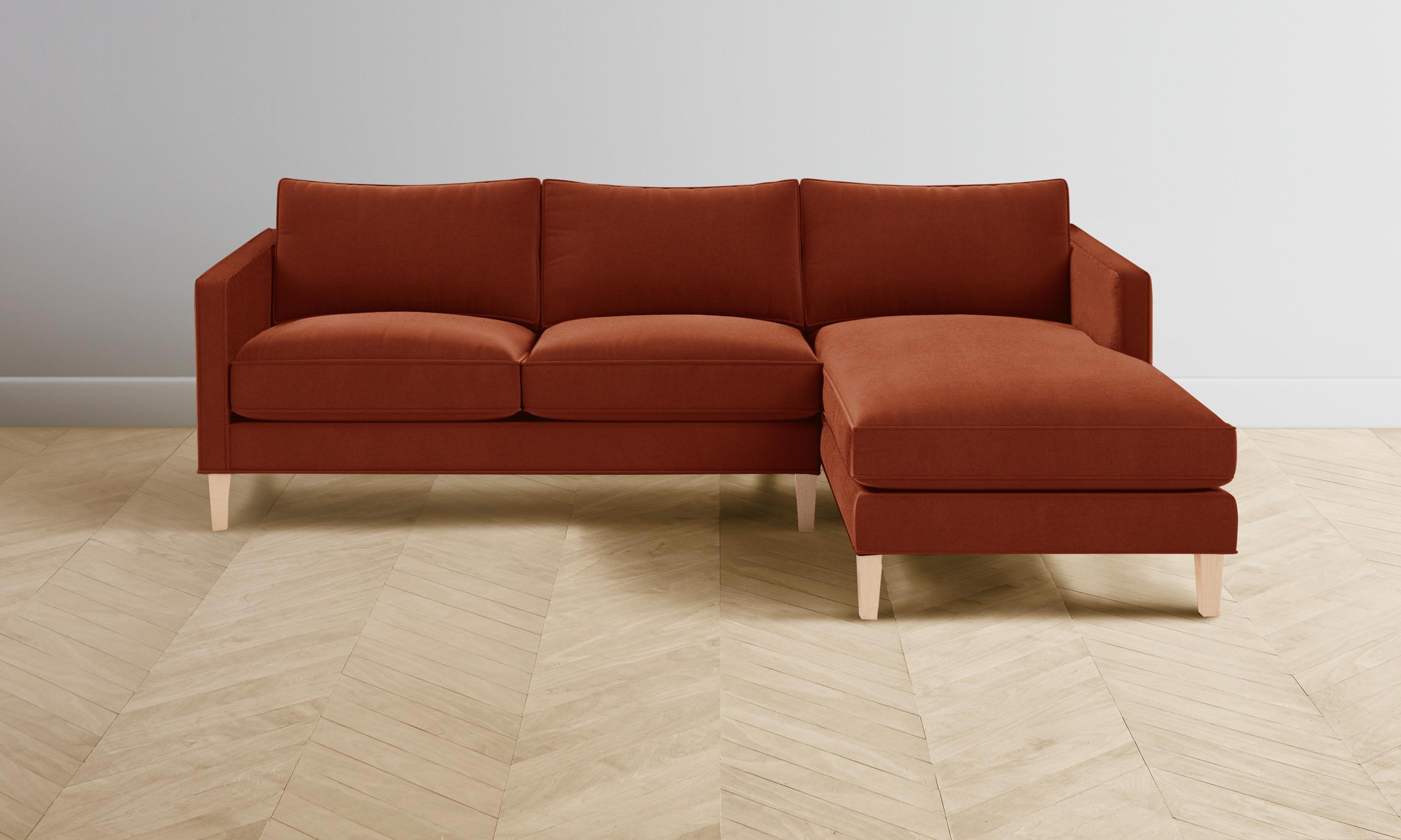 Luxury Crosby Sectional Sofa - Soft Mohair Upholstery in Warm Spice Color - Perfect for Living Room, Lounge & Family Gatherings