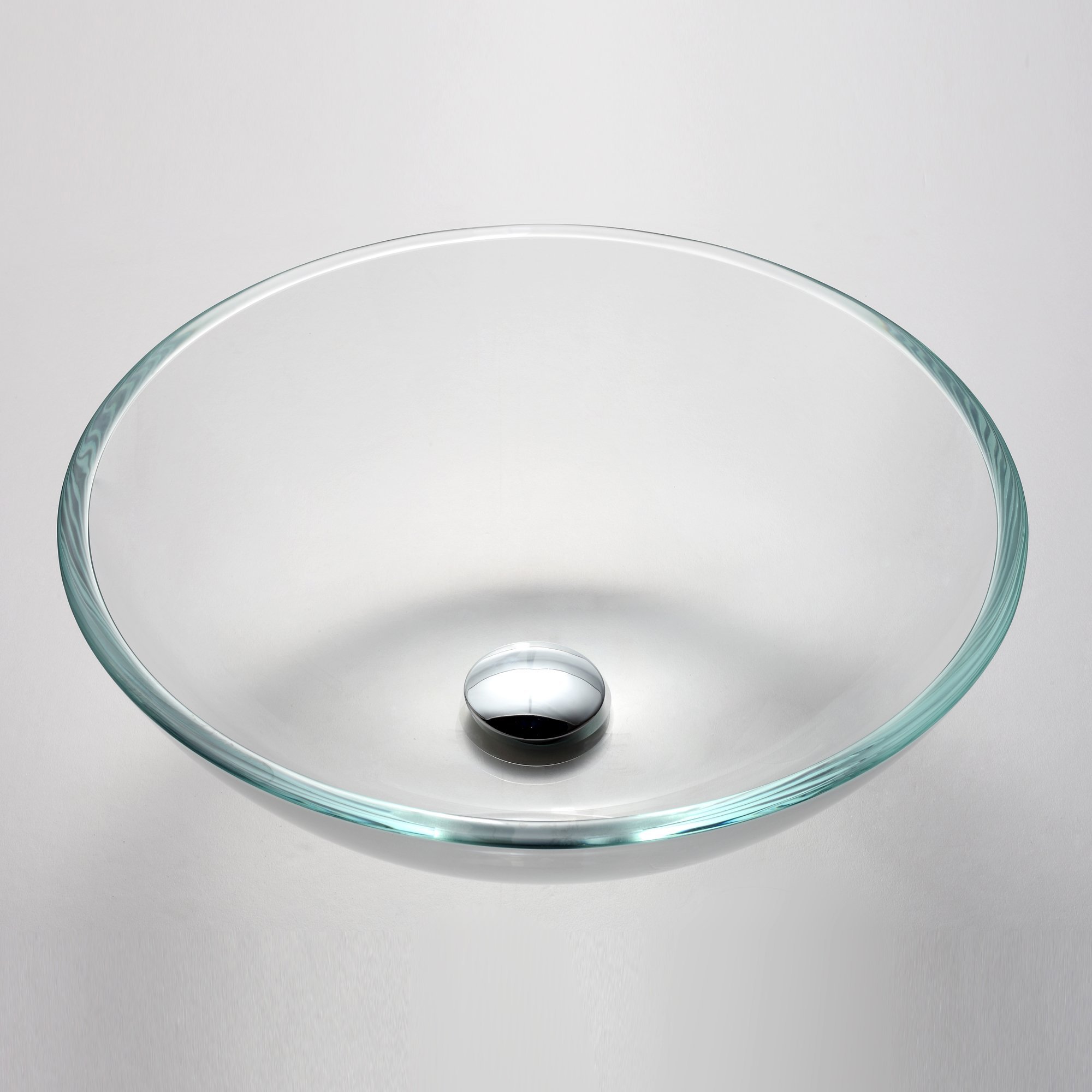 Kraus GV-100-CH Crystal Clear Glass Vessel Bathroom Sink with Chrome PU-MR Finish - Modern Vanity Basin for Contemporary Bathroom Decor