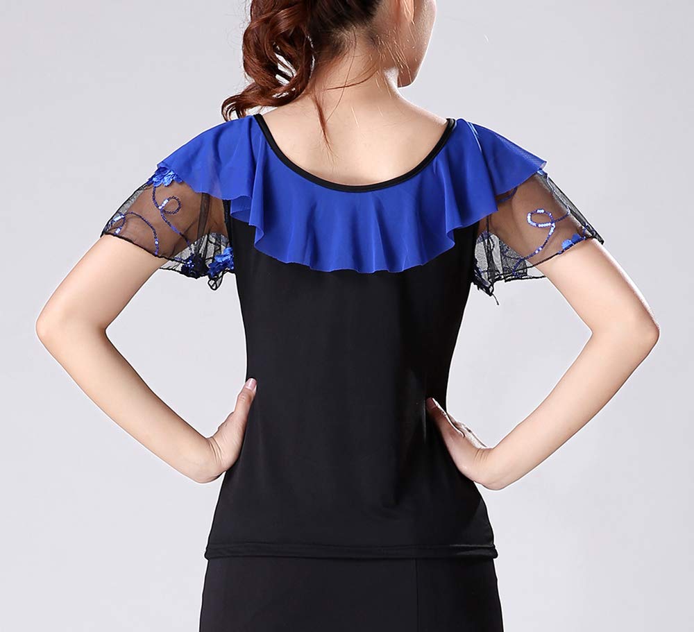 Elegant White Ballroom Latin Square Dance Tops - Women's Performance Costume Shirts for Salsa, Tango & Competition (Perfect for Dance Shows, Performances & Social Events)