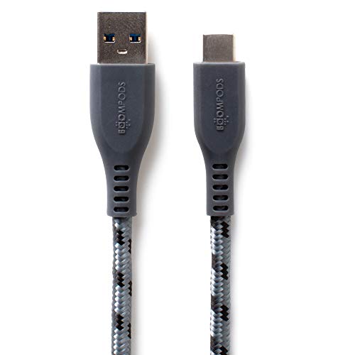 BOOMPODS Retro Armor Braided USB-C to USB Cable 1.5M (Graphite) - Durable Fast Charging Cord for iPhone, Android, iPad & More - Perfect for Home, Office & Travel Use