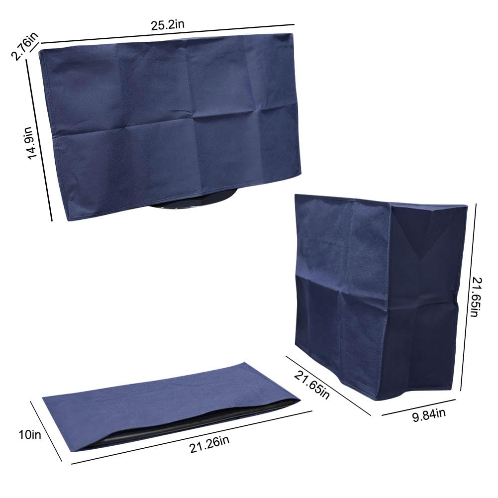 3Pcs Computer Dust Cover Set - Monitor, Keyboard & PC Tower Protector (27 Inch, Blue) | Waterproof & Anti-Dust Desktop Covers for Home & Office Use | Perfect for Daily Protection & Workspace Organization