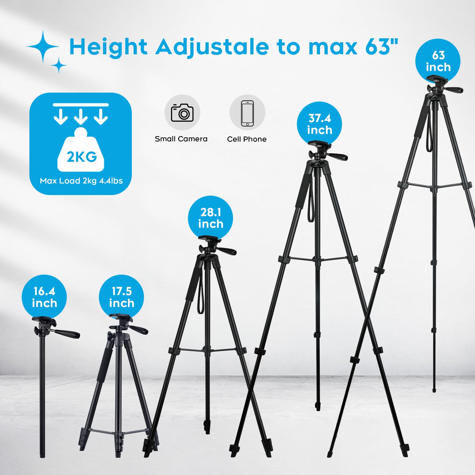 Linkcool 160cm Adjustable Phone Tripod Stand with Remote - Lightweight Portable Tripod for iPhone, Samsung & Smartphones - Perfect for Vlogging, Live Streaming & Group Photos