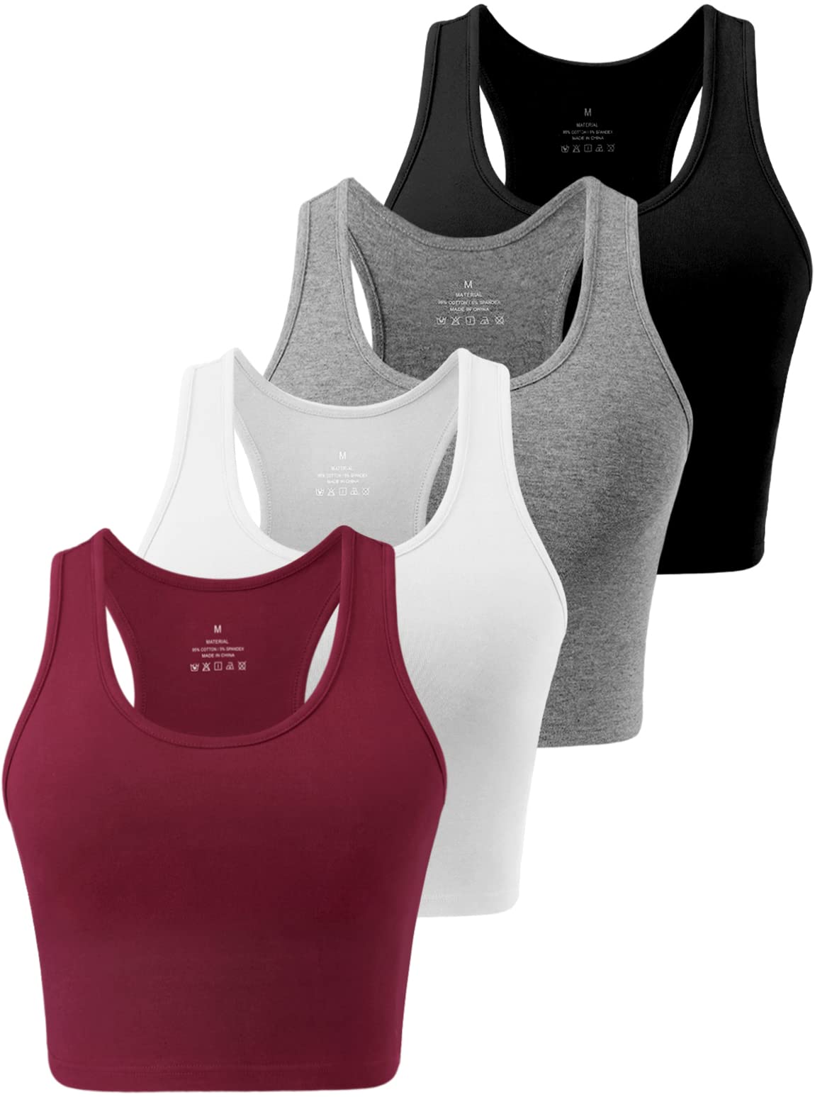 Star Vibe 4 Pack Women's Cotton Gym Vests - Breathable Yoga Crop Tops & Sports Tops for Workout, Running & Fitness | Perfect for Yoga, Gym & Casual Wear