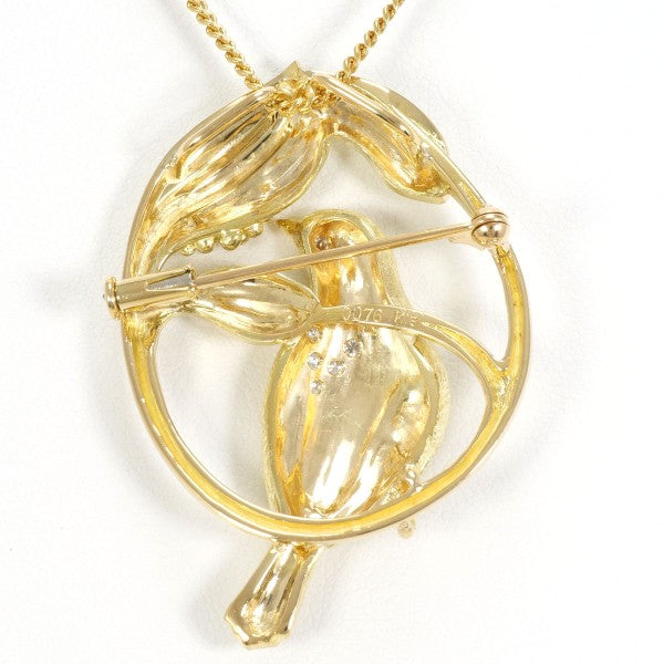 18K Yellow Gold 2-Way Convertible Necklace & Brooch with Diamonds - Elegant Jewelry for Weddings, Parties & Special Occasions
