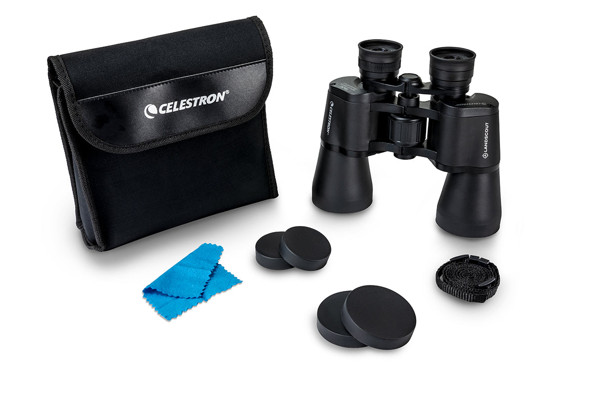 LandScout 10x50mm Porro Prism Binoculars with Clamshell Case - High Power Magnification for Bird Watching, Hunting, Hiking & Outdoor Adventures