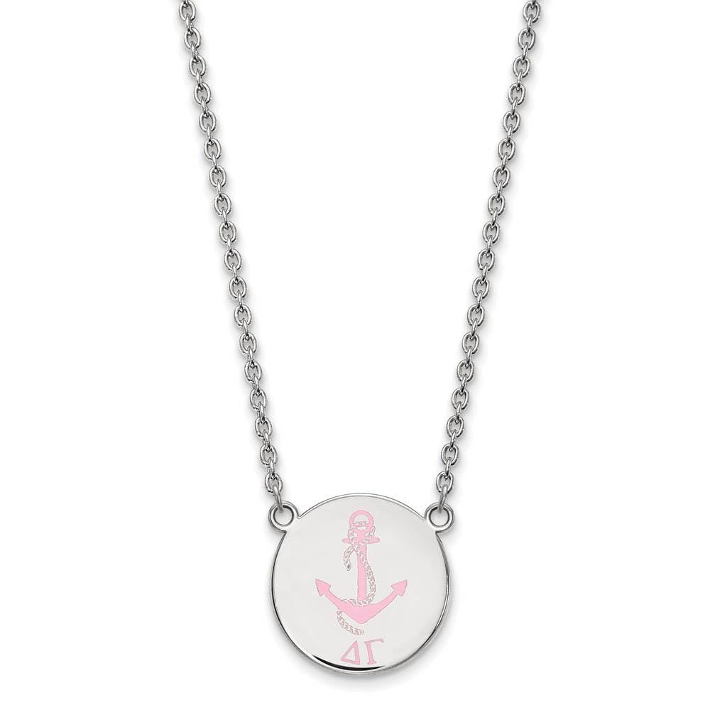 Delta Gamma Small Enameled Pendant Necklace with 18 Inch Chain - Perfect for Sorority Gifts, Graduation Jewelry & Greek Life Accessories