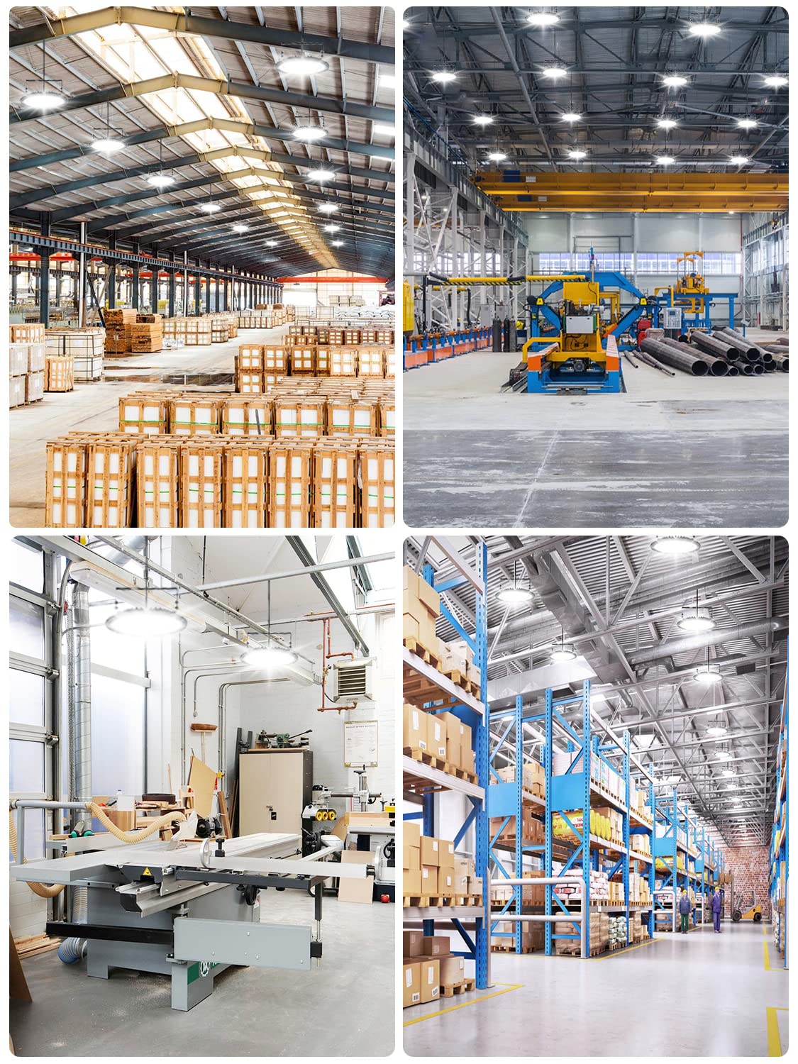 200W 20000LM UFO LED High Bay Light - 6500K Daylight, IP65 Waterproof Commercial Lighting for Warehouse, Gym, Factory & Garage - Energy Efficient LED Shop Light for Indoor/Outdoor Industrial Spaces