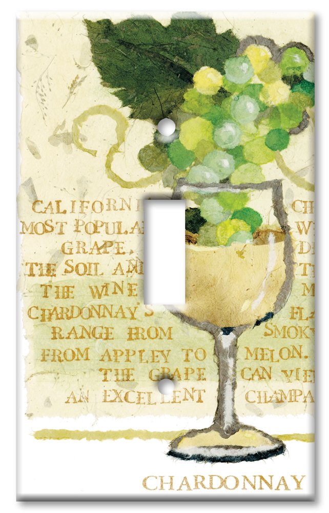 Chardonnay Wine Themed Decorative Switch Plate Cover - Single Toggle Light Switch Art Plate - Perfect for Kitchen, Dining Room & Wine Cellar Decor