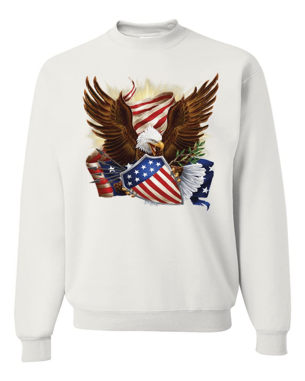 Wild Bobby Eagle American Flag Graphic Sweatshirt - USA Patriotic Unisex Crewneck Pullover | Perfect for 4th of July, Veterans Day & Patriotic Events