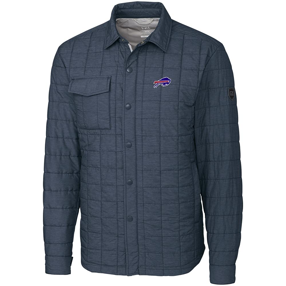 Cutter & Buck Men's NFL Big & Tall Logo Rainier Shirt Jacket - Water-Resistant Outerwear for Football Fans | Game Day, Tailgating & Outdoor Activities