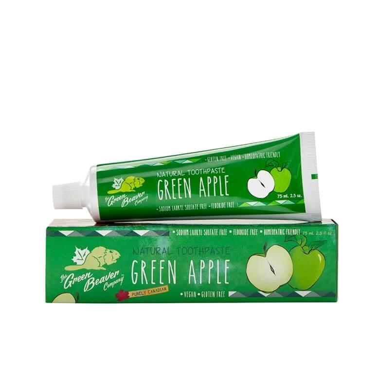 Green Beaver Natural Toothpaste - Green Apple Flavor, 75mL | Fluoride-Free, Organic & Vegan | Fresh Breath for Kids & Adults | Perfect for Travel & Daily Oral Care