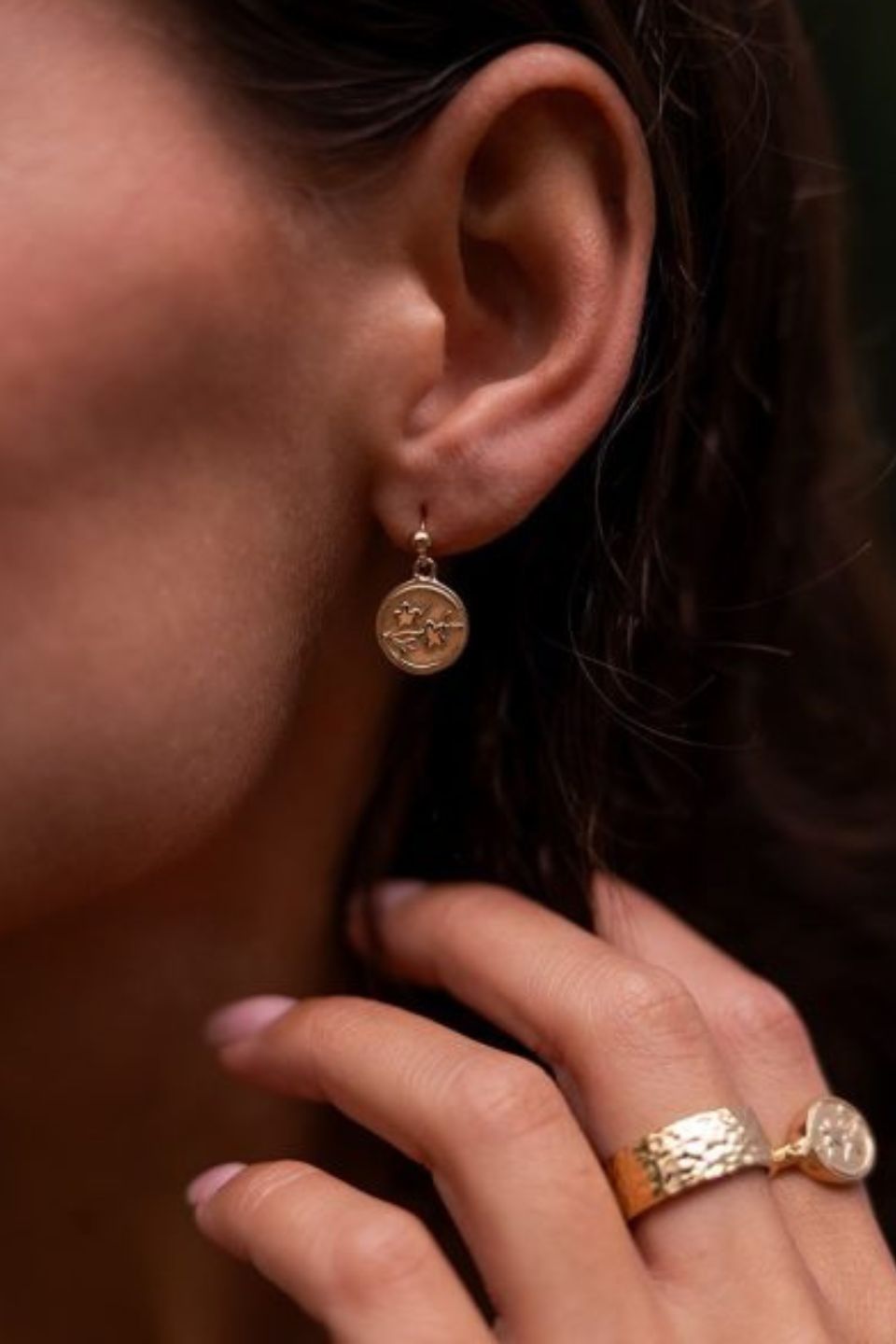 Sanctuary Gold EOL Circle Pendant Stud Earrings for Women - Minimalist Dainty Jewelry Gift - Perfect for Everyday Wear, Date Night & Special Occasions