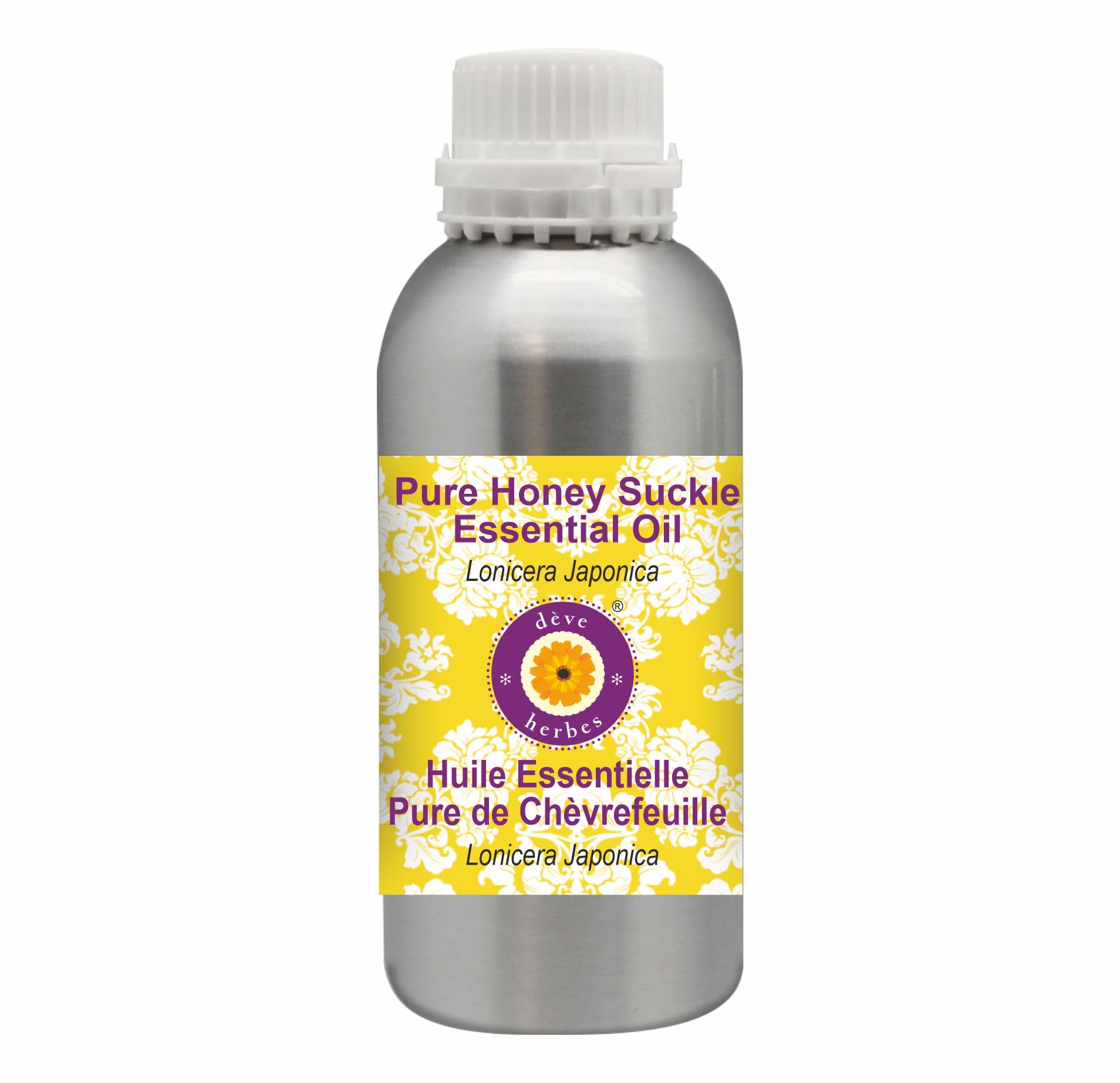Deve Herbes Pure Honeysuckle Essential Oil (Lonicera Japonica) - 630ml (21oz) Steam Distilled for Aromatherapy, Massage & Skin Care