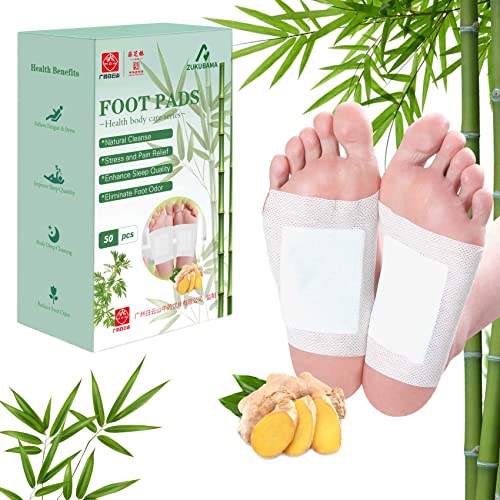 50 Pcs Ginger Foot Patches for Detox & Relaxation - All Natural Bamboo Foot Pads for Better Sleep & Wellness - Chinese Herbal Remedy for Foot & Body Care - Perfect for Nighttime Use & Stress Relief