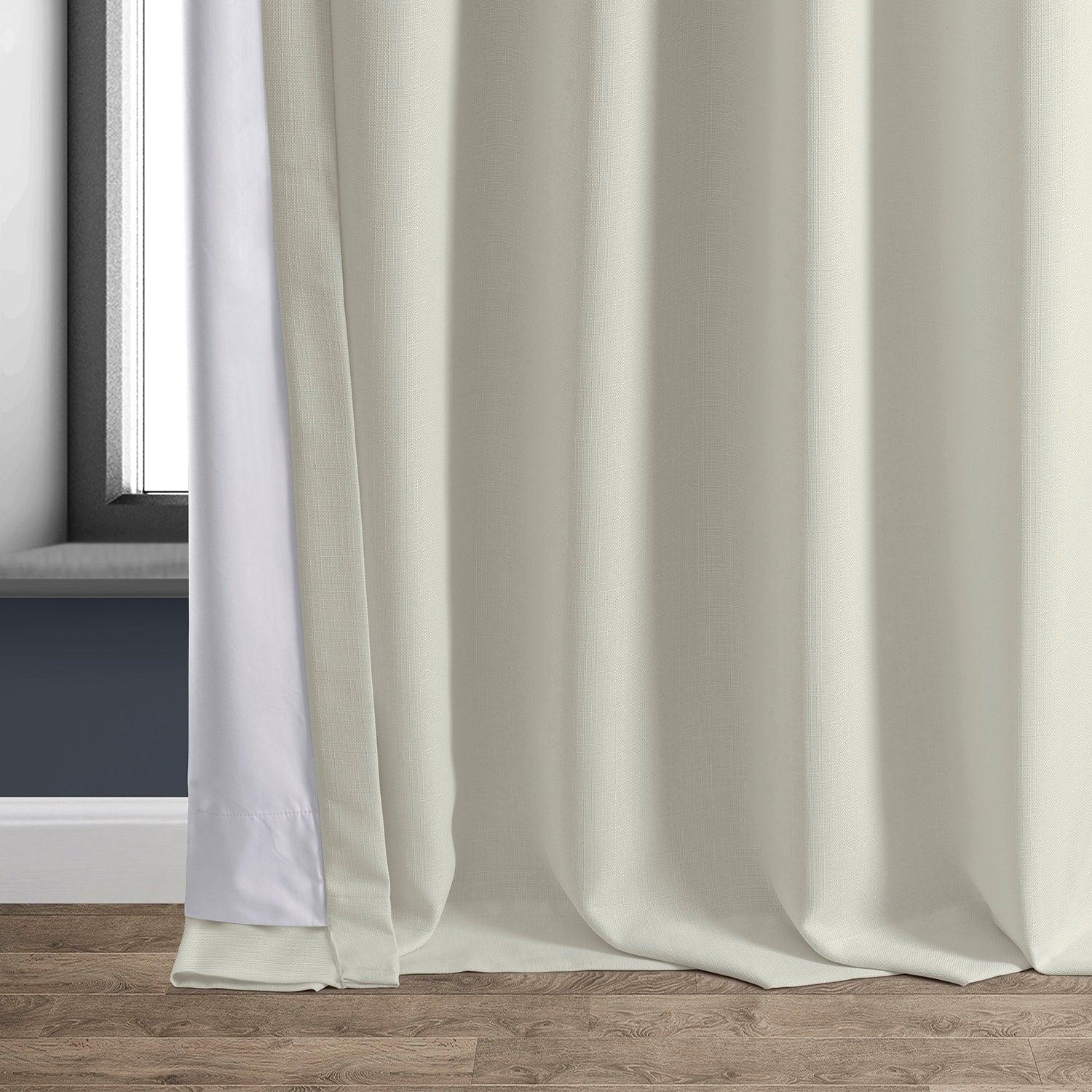 Off White Faux Linen Blackout Curtains for Bedroom - Thermal Insulated Room Darkening Drapes for Home, Hotel & Office Use
